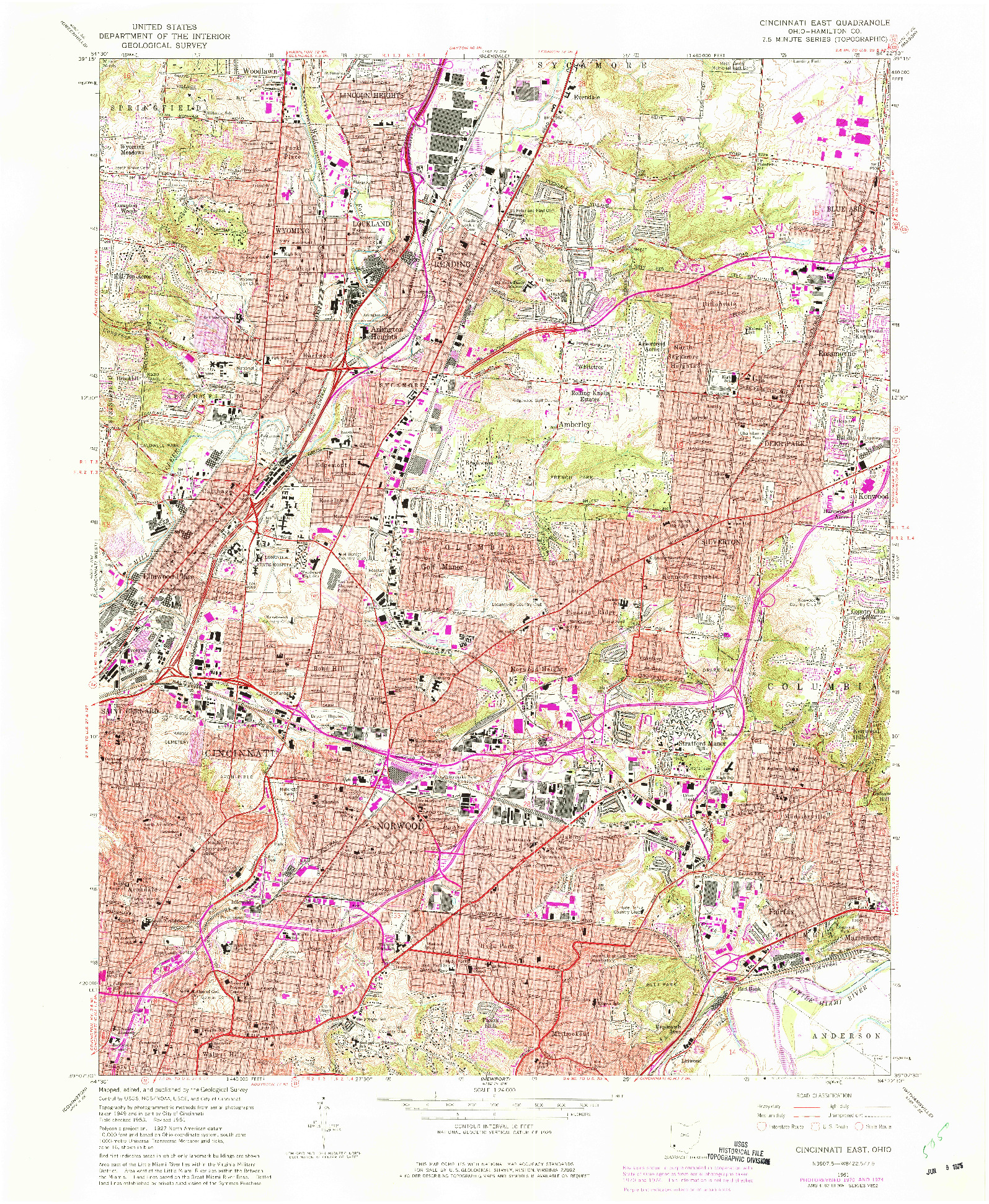 USGS 1:24000-SCALE QUADRANGLE FOR CINCINNATI EAST, OH 1961