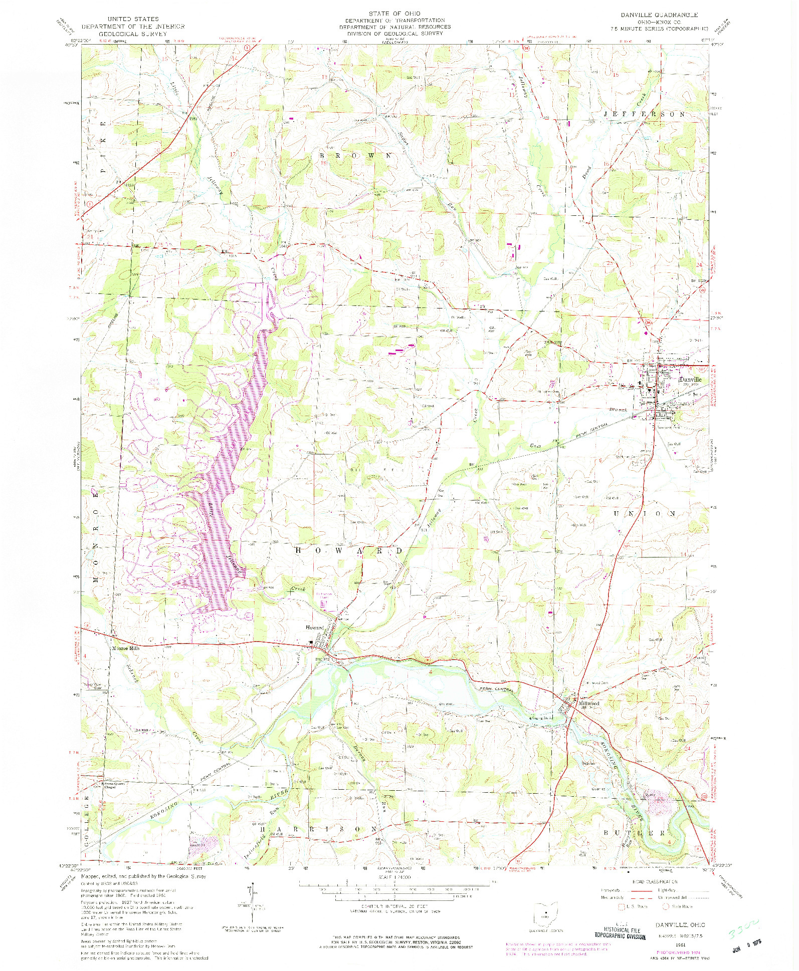 USGS 1:24000-SCALE QUADRANGLE FOR DANVILLE, OH 1961