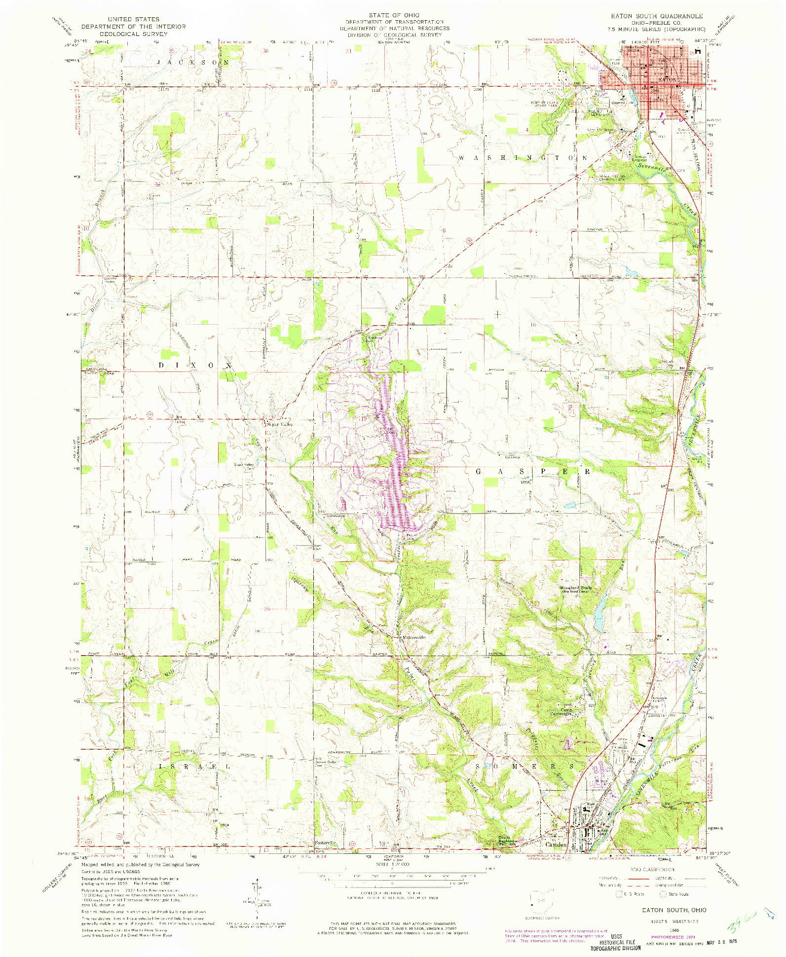 USGS 1:24000-SCALE QUADRANGLE FOR EATON SOUTH, OH 1960