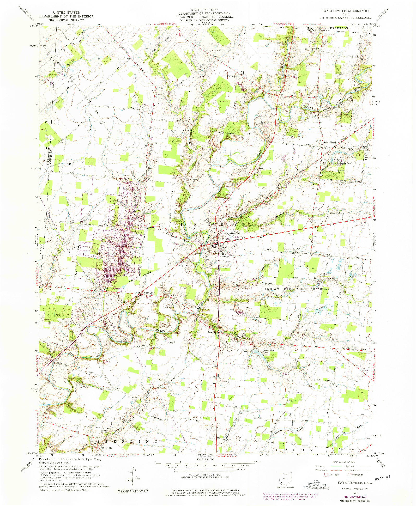 USGS 1:24000-SCALE QUADRANGLE FOR FAYETTEVILLE, OH 1960