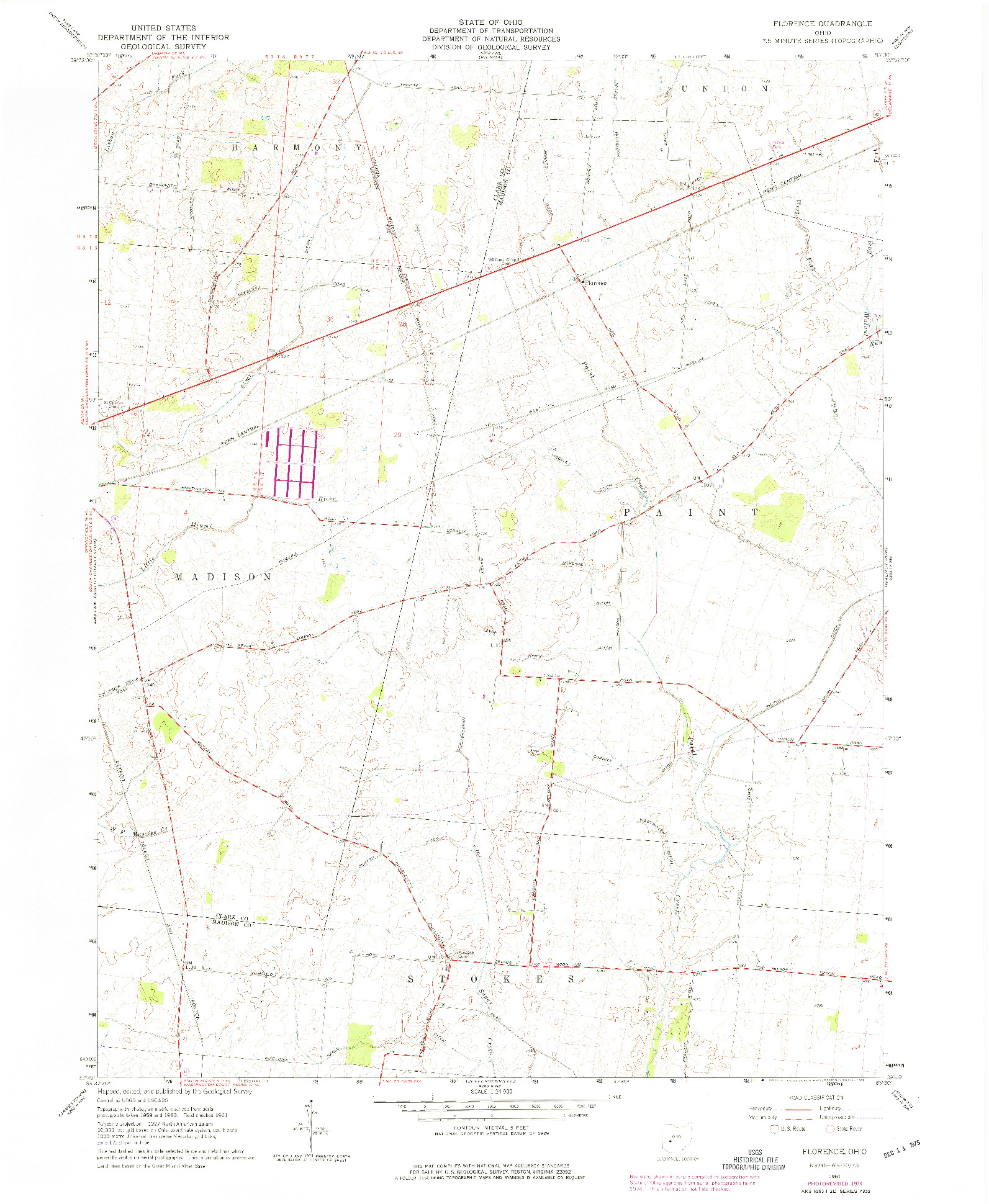 USGS 1:24000-SCALE QUADRANGLE FOR FLORENCE, OH 1961