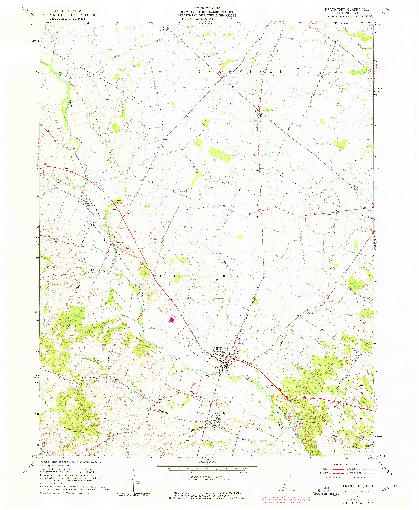 USGS 1:24000-SCALE QUADRANGLE FOR FRANKFORT, OH 1961