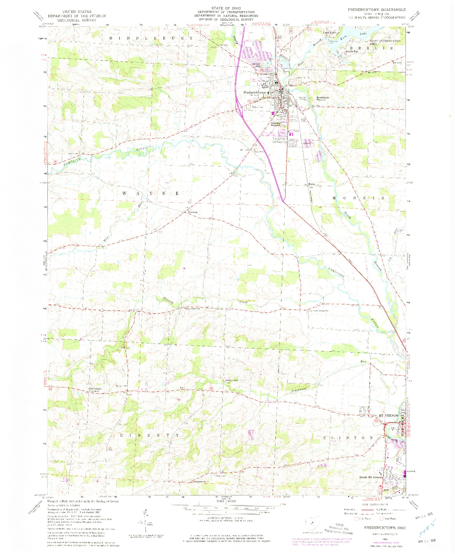 USGS 1:24000-SCALE QUADRANGLE FOR FREDERICKTOWN, OH 1961