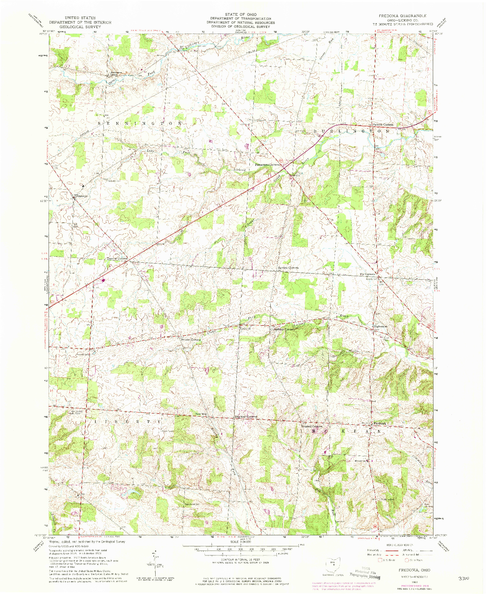 USGS 1:24000-SCALE QUADRANGLE FOR FREDONIA, OH 1961