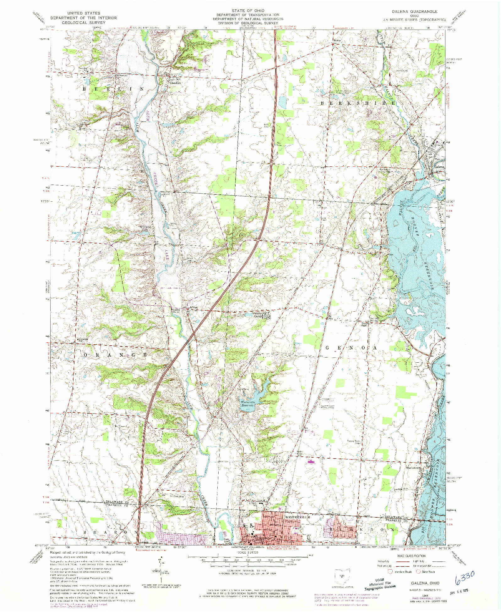 USGS 1:24000-SCALE QUADRANGLE FOR GALENA, OH 1964