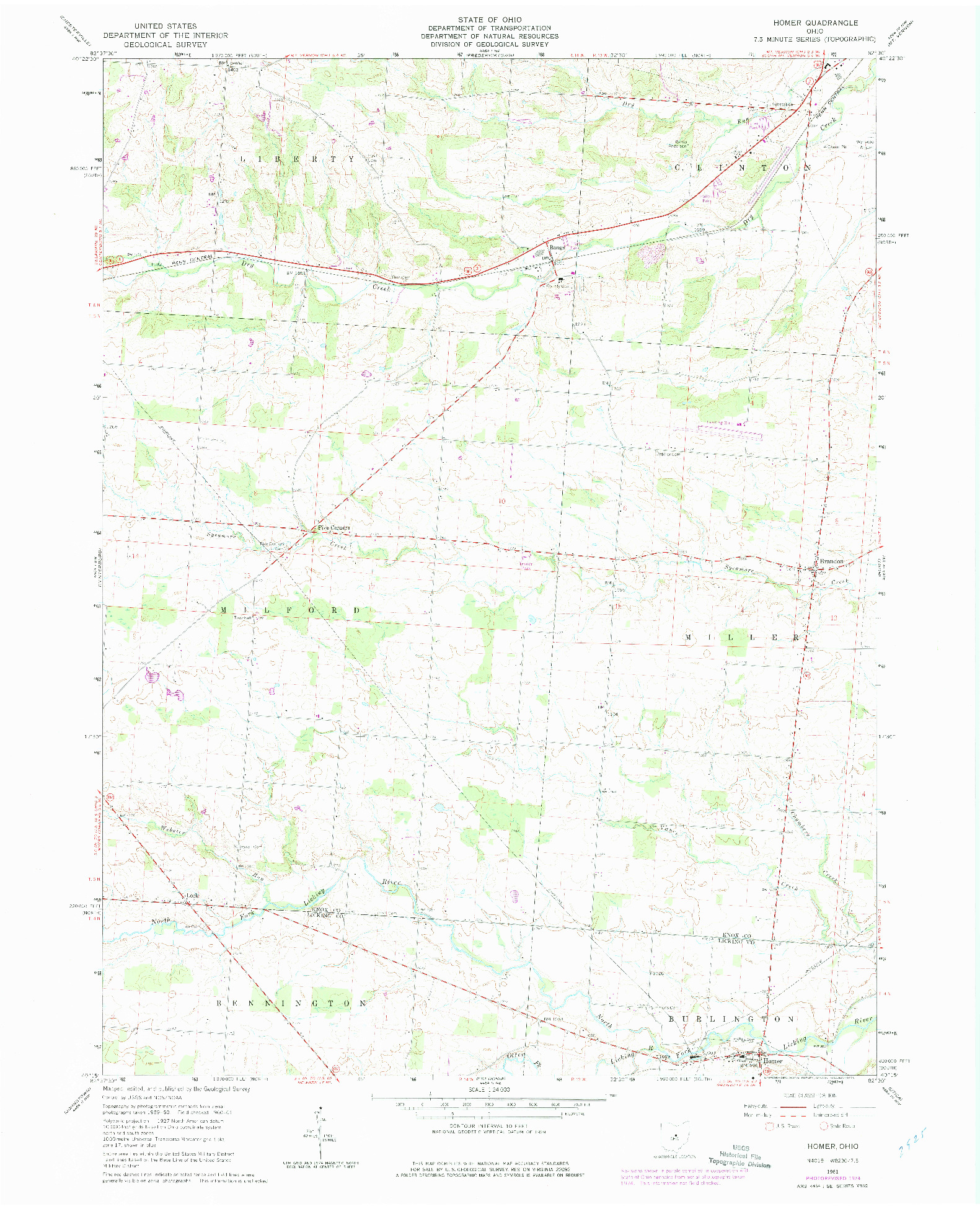 USGS 1:24000-SCALE QUADRANGLE FOR HOLMESVILLE, OH 1961
