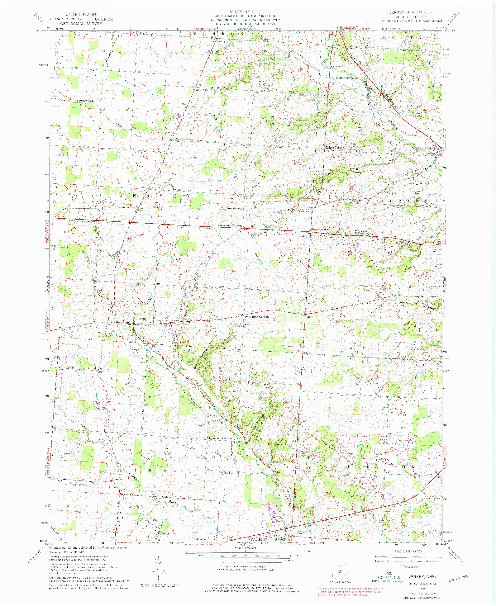 USGS 1:24000-SCALE QUADRANGLE FOR JERSEY, OH 1961