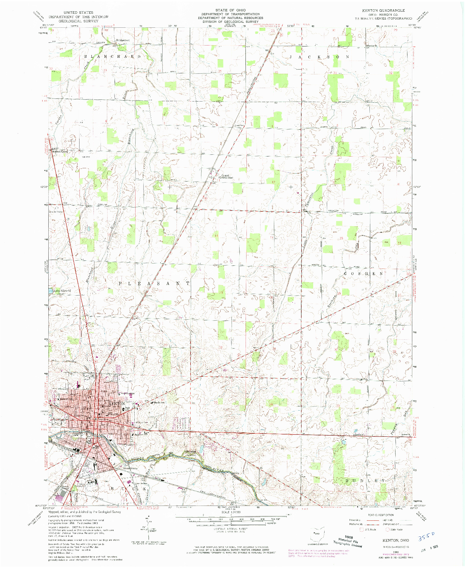 USGS 1:24000-SCALE QUADRANGLE FOR KENTON, OH 1961