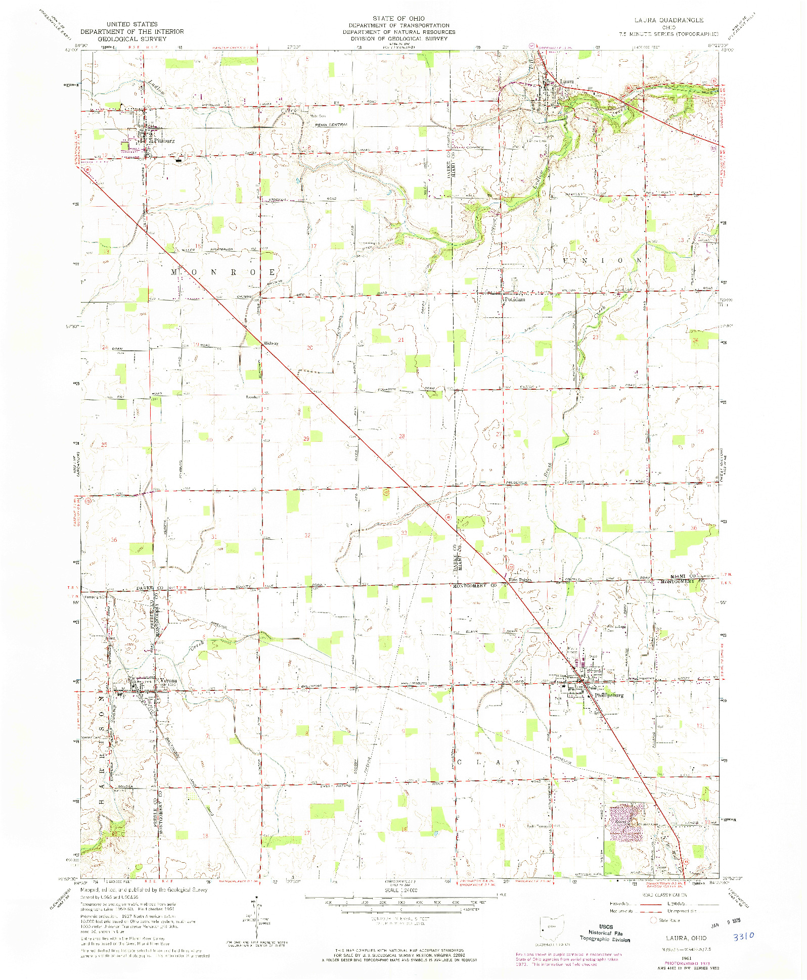 USGS 1:24000-SCALE QUADRANGLE FOR LAURA, OH 1961