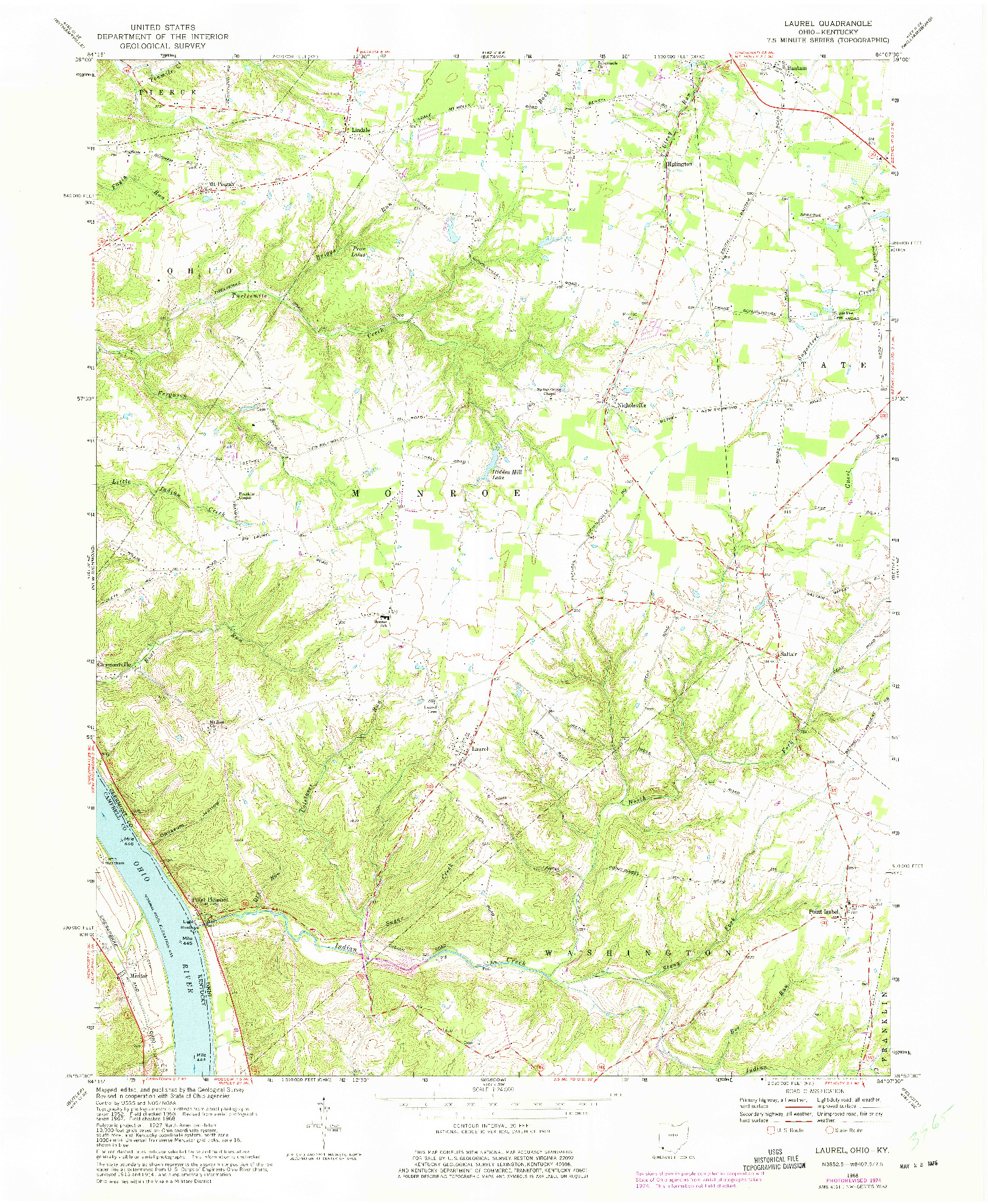 USGS 1:24000-SCALE QUADRANGLE FOR LAUREL, OH 1968