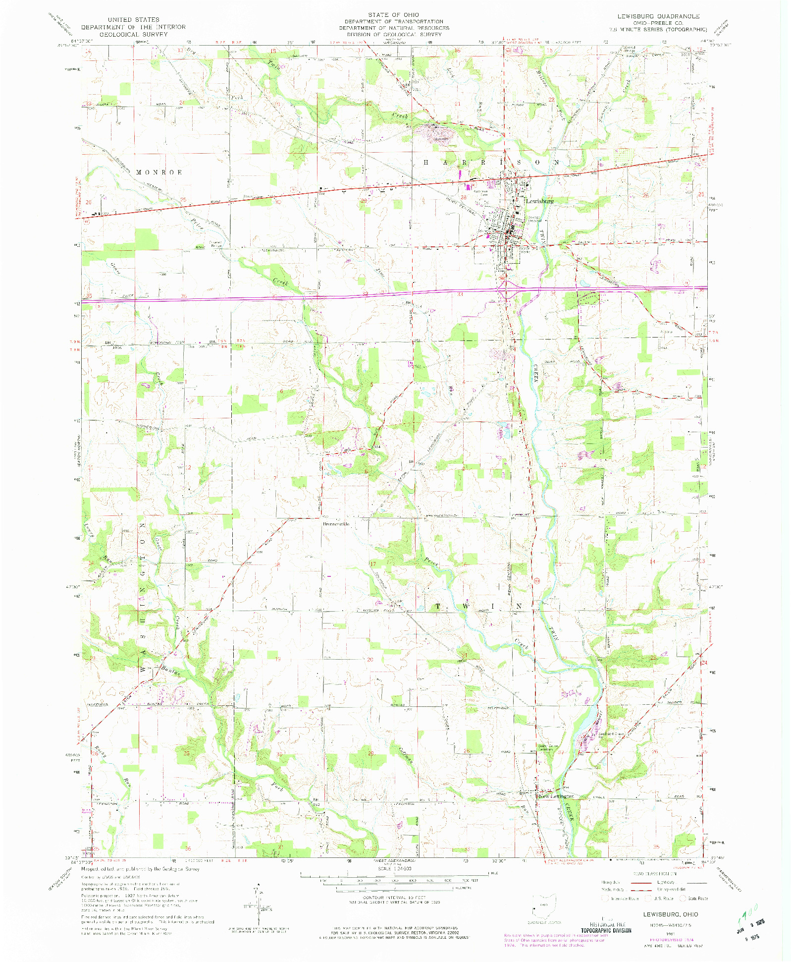 USGS 1:24000-SCALE QUADRANGLE FOR LEWISBURG, OH 1961