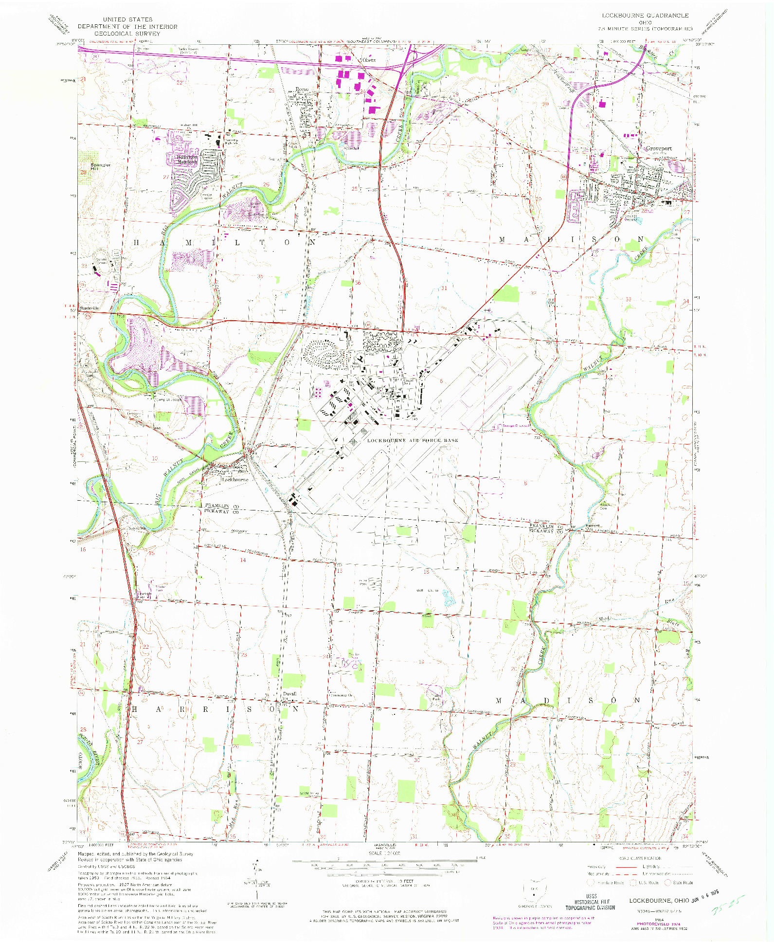 USGS 1:24000-SCALE QUADRANGLE FOR LOCKBOURNE, OH 1964