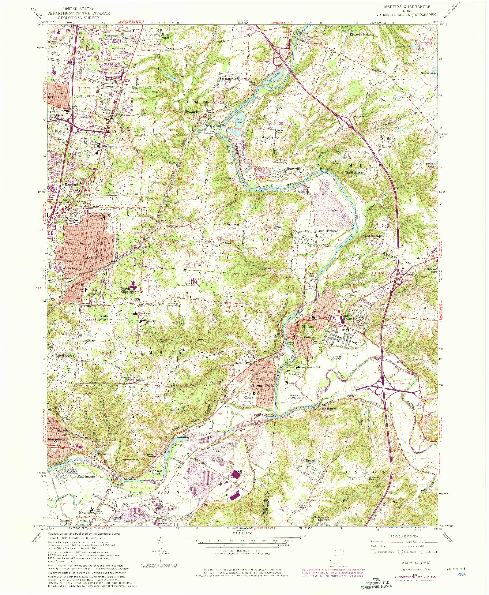 USGS 1:24000-SCALE QUADRANGLE FOR MADEIRA, OH 1961