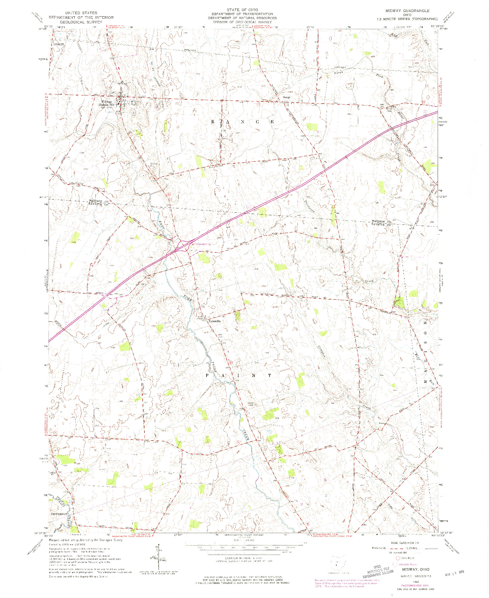 USGS 1:24000-SCALE QUADRANGLE FOR MIDWAY, OH 1961