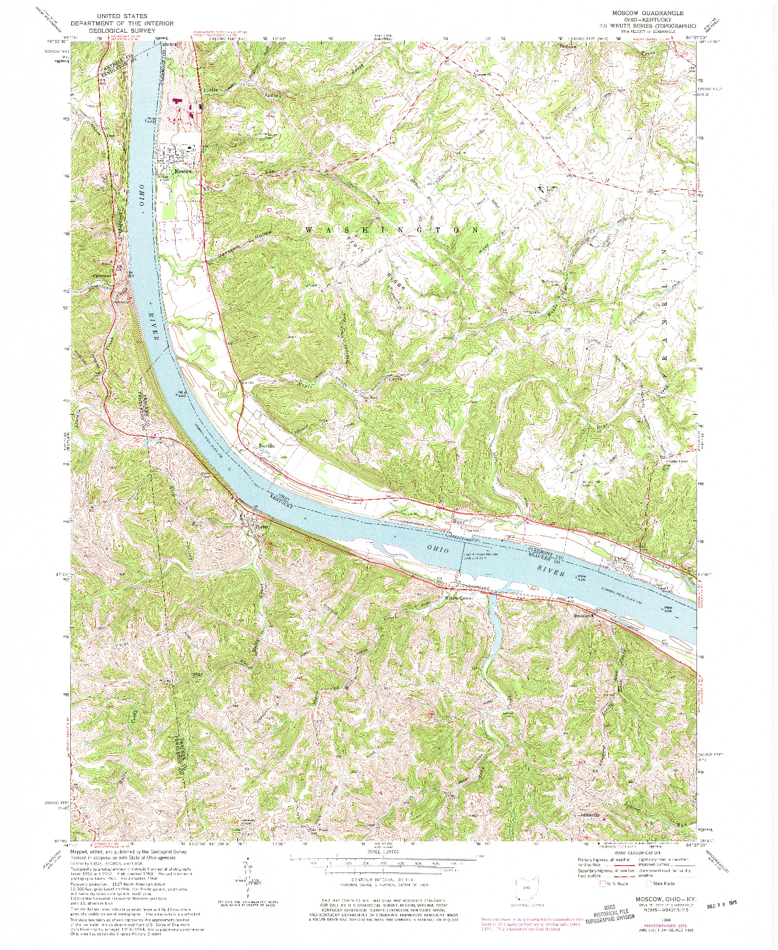 USGS 1:24000-SCALE QUADRANGLE FOR MOSCOW, OH 1968