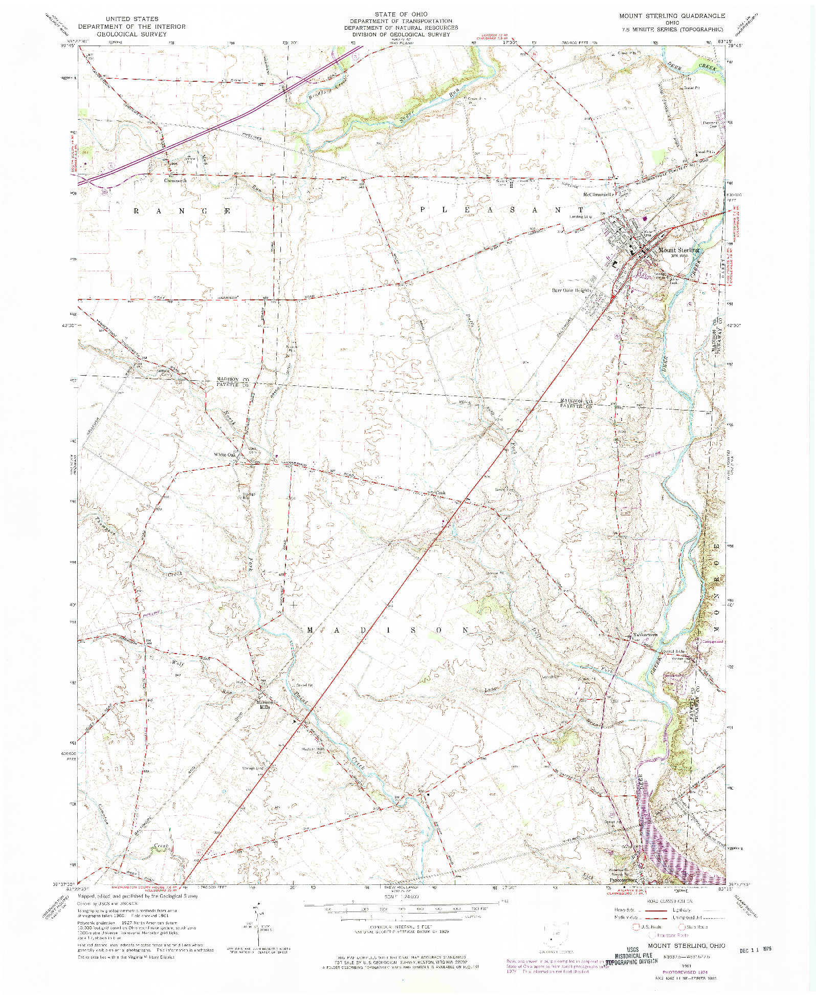 USGS 1:24000-SCALE QUADRANGLE FOR MOUNT STERLING, OH 1961