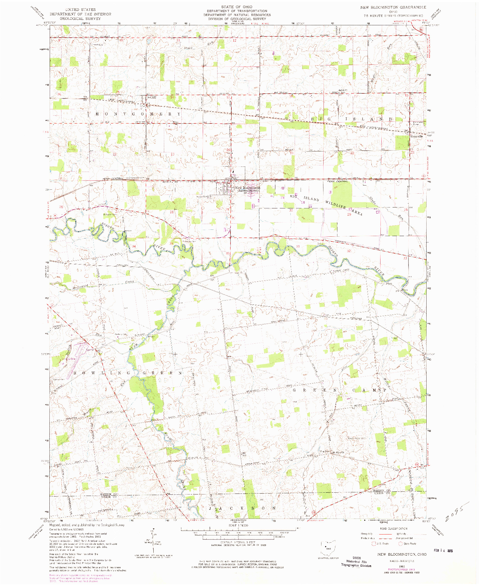 USGS 1:24000-SCALE QUADRANGLE FOR NEW BLOOMINGTON, OH 1961