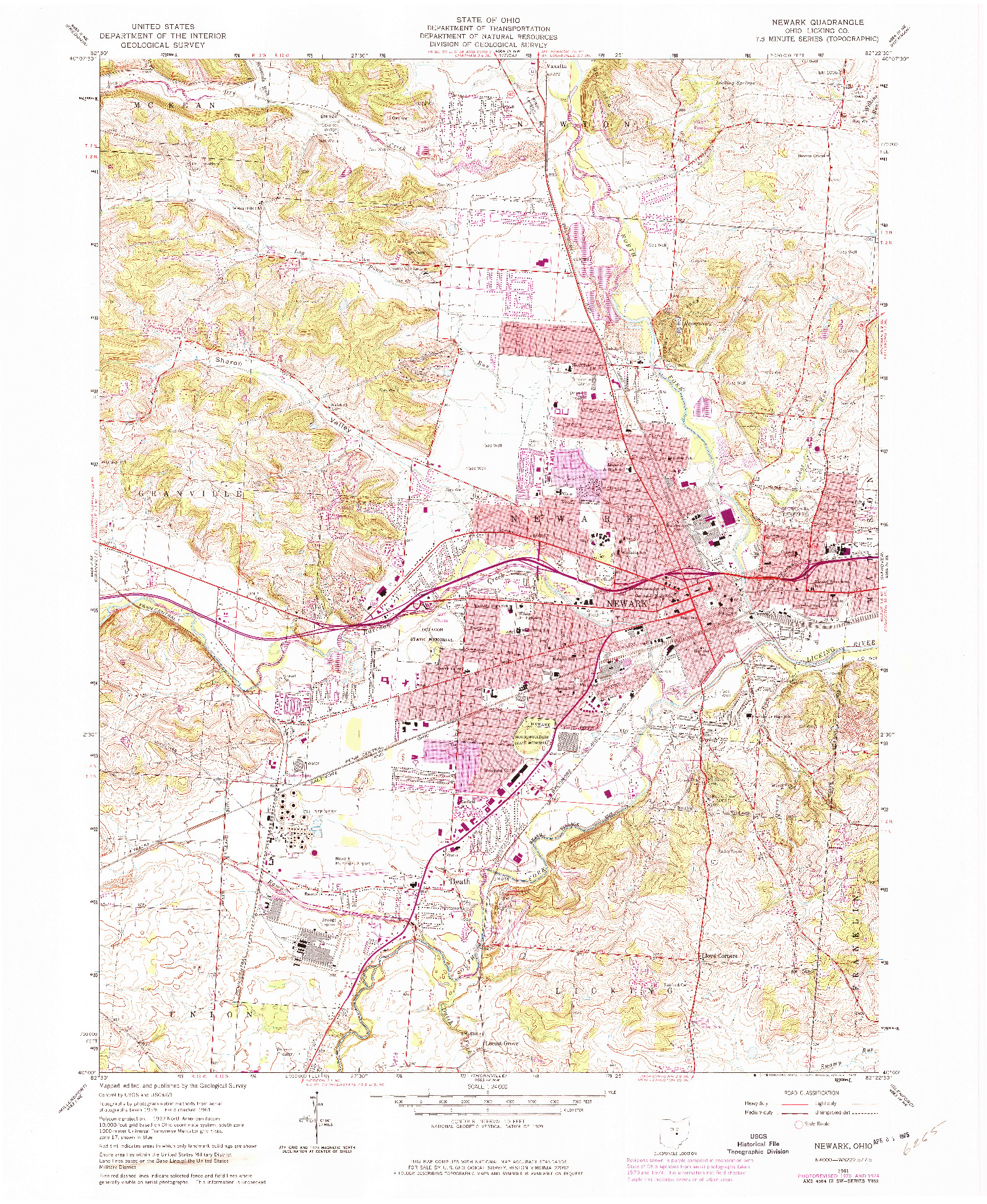 USGS 1:24000-SCALE QUADRANGLE FOR NEWARK, OH 1961