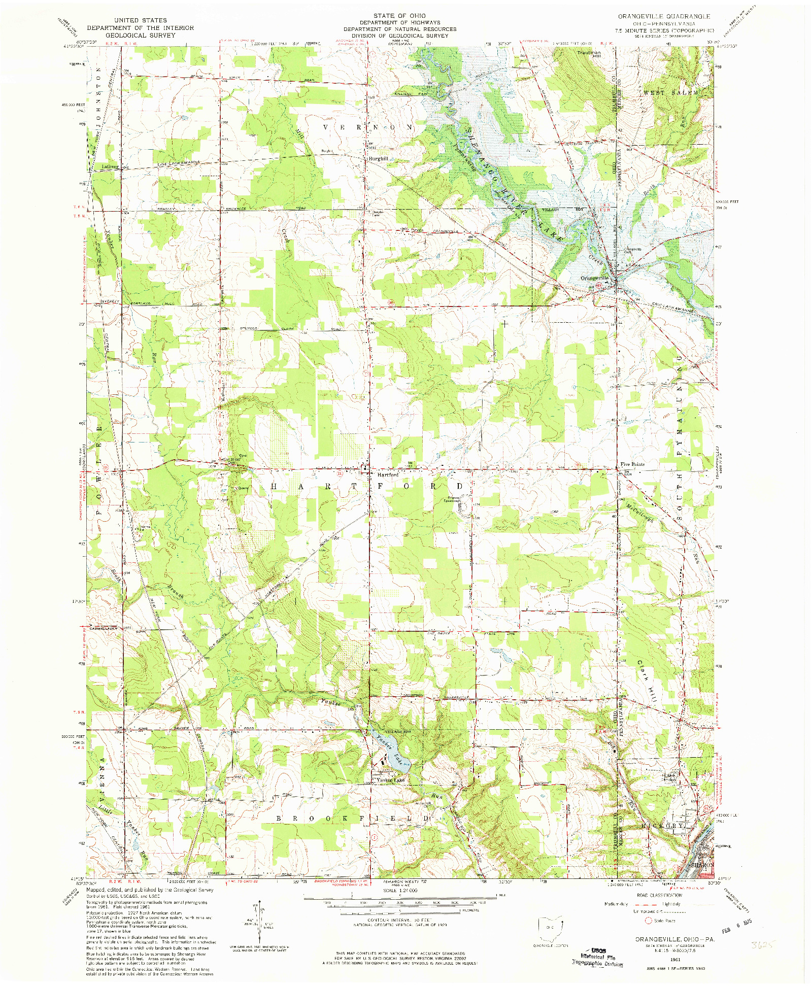 USGS 1:24000-SCALE QUADRANGLE FOR ORANGEVILLE, OH 1961