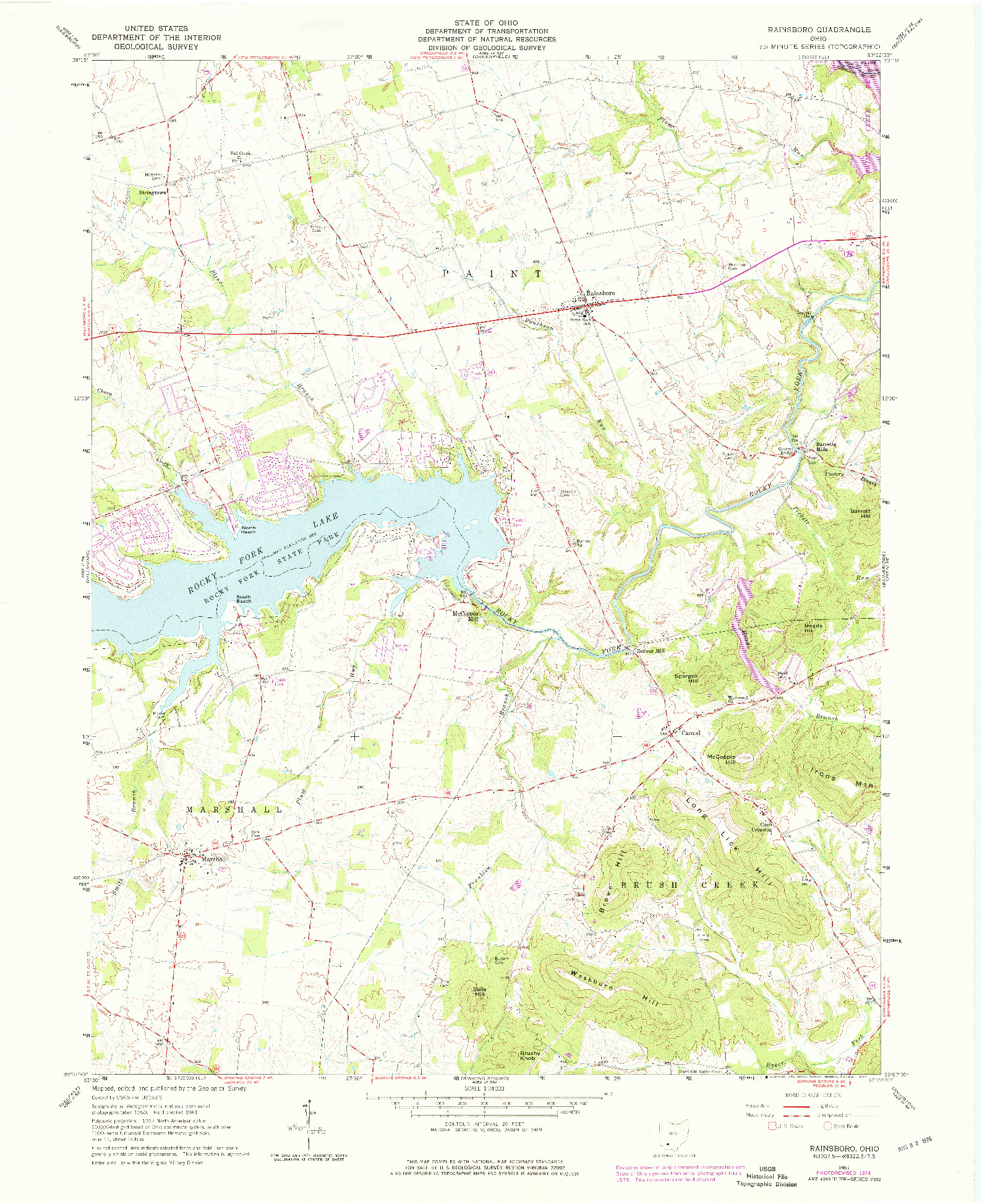 USGS 1:24000-SCALE QUADRANGLE FOR RAINSBORO, OH 1961