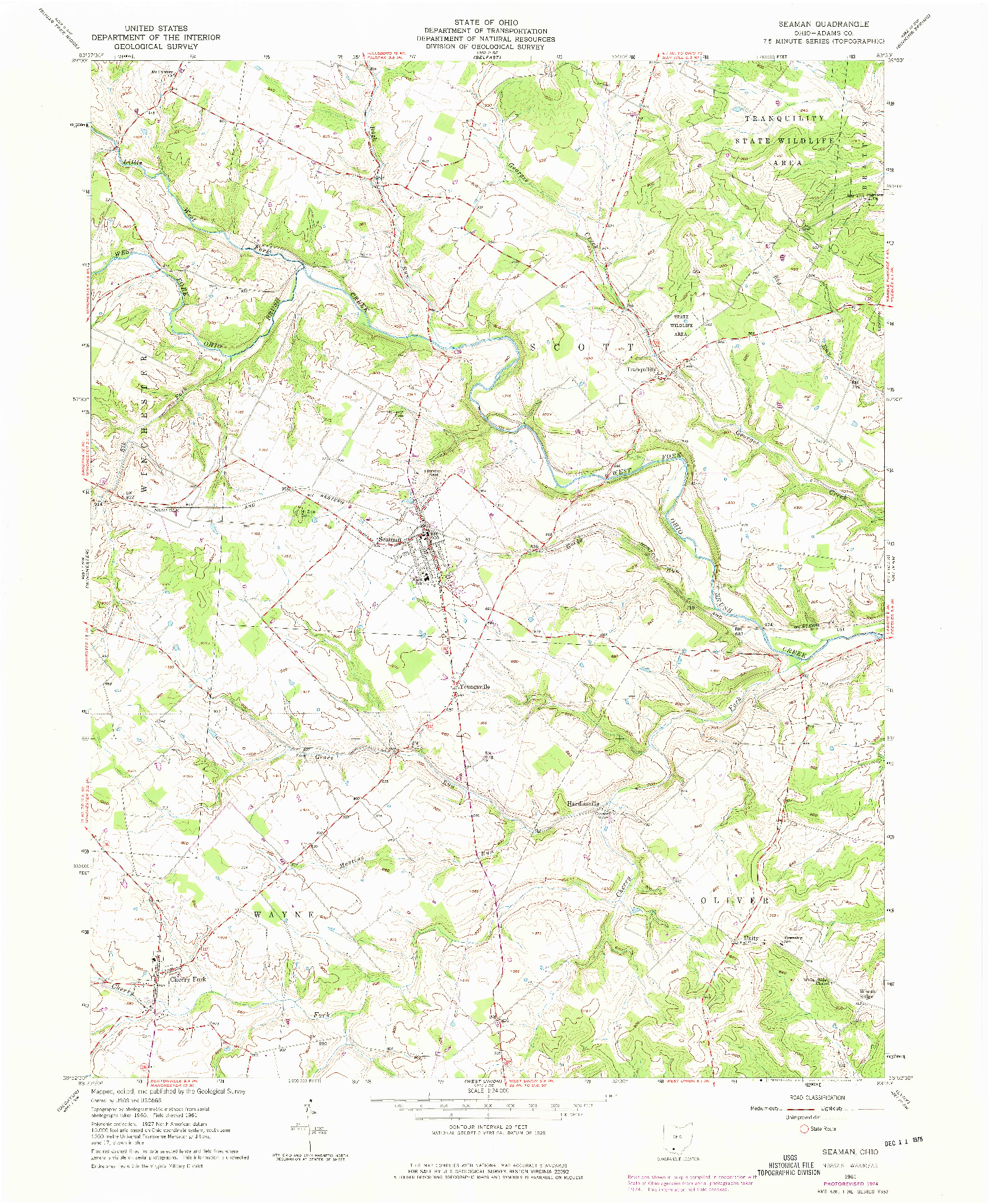 USGS 1:24000-SCALE QUADRANGLE FOR SEAMAN, OH 1961