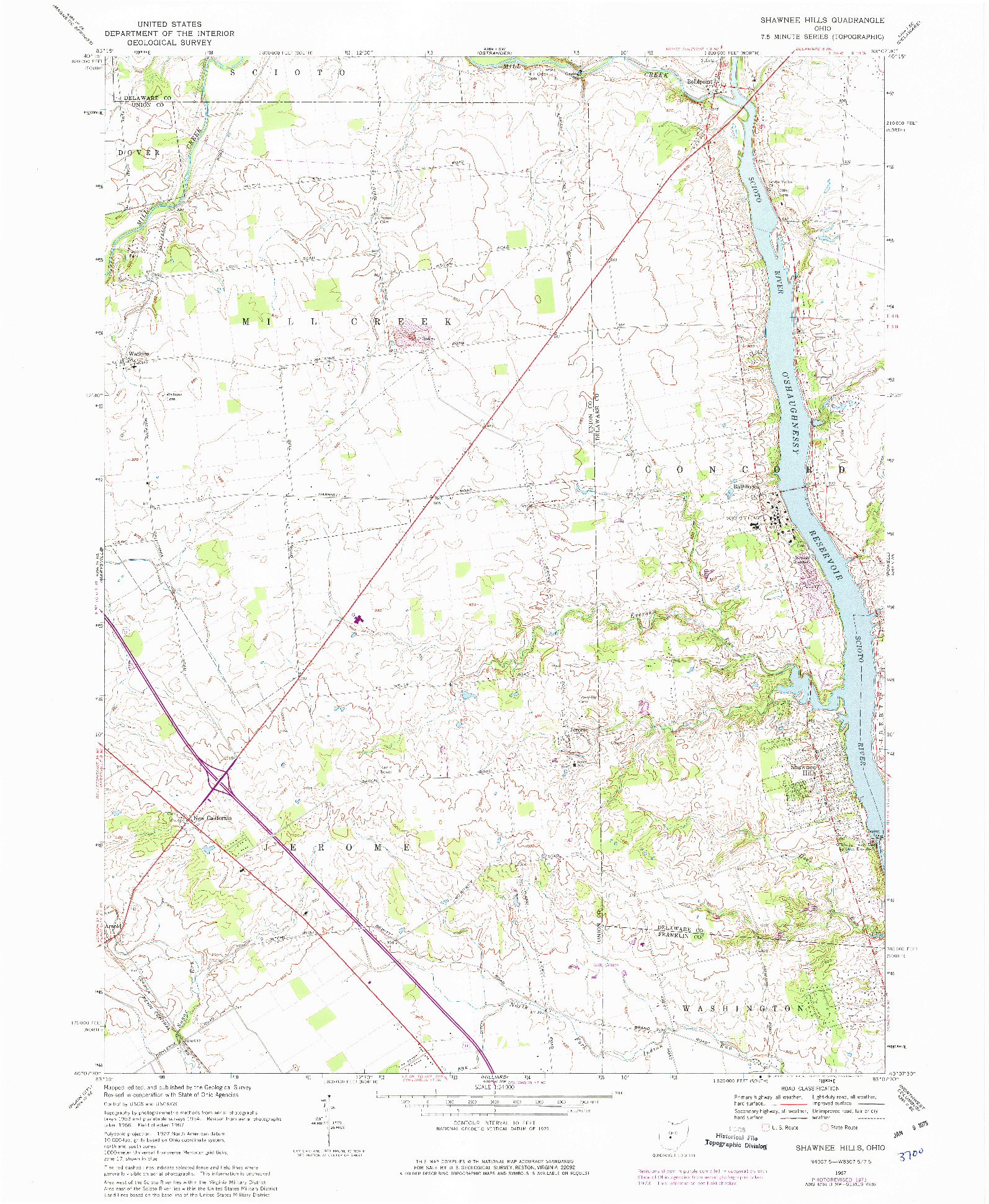 USGS 1:24000-SCALE QUADRANGLE FOR SHAWNEE HILLS, OH 1967