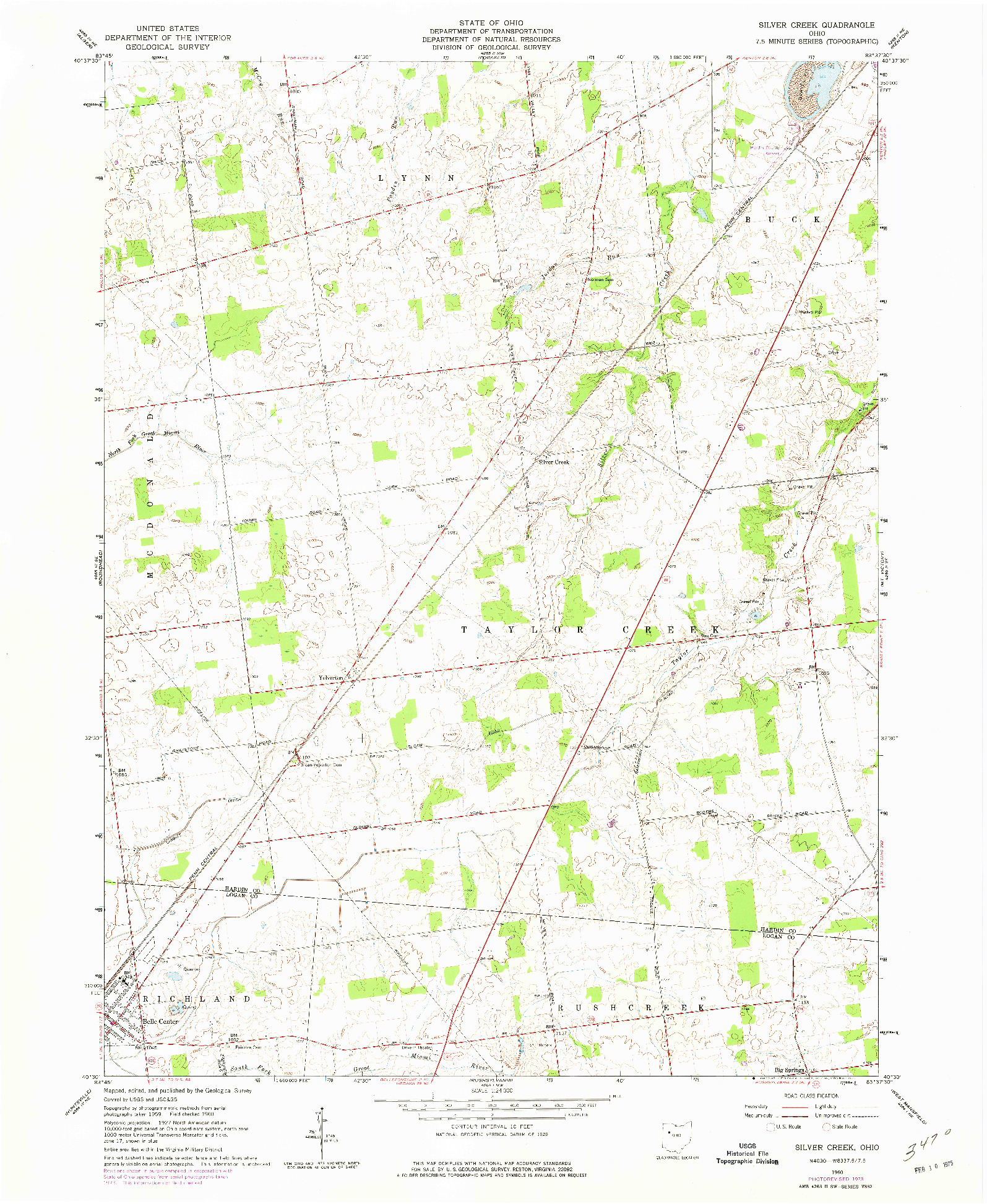 USGS 1:24000-SCALE QUADRANGLE FOR SILVER CREEK, OH 1960