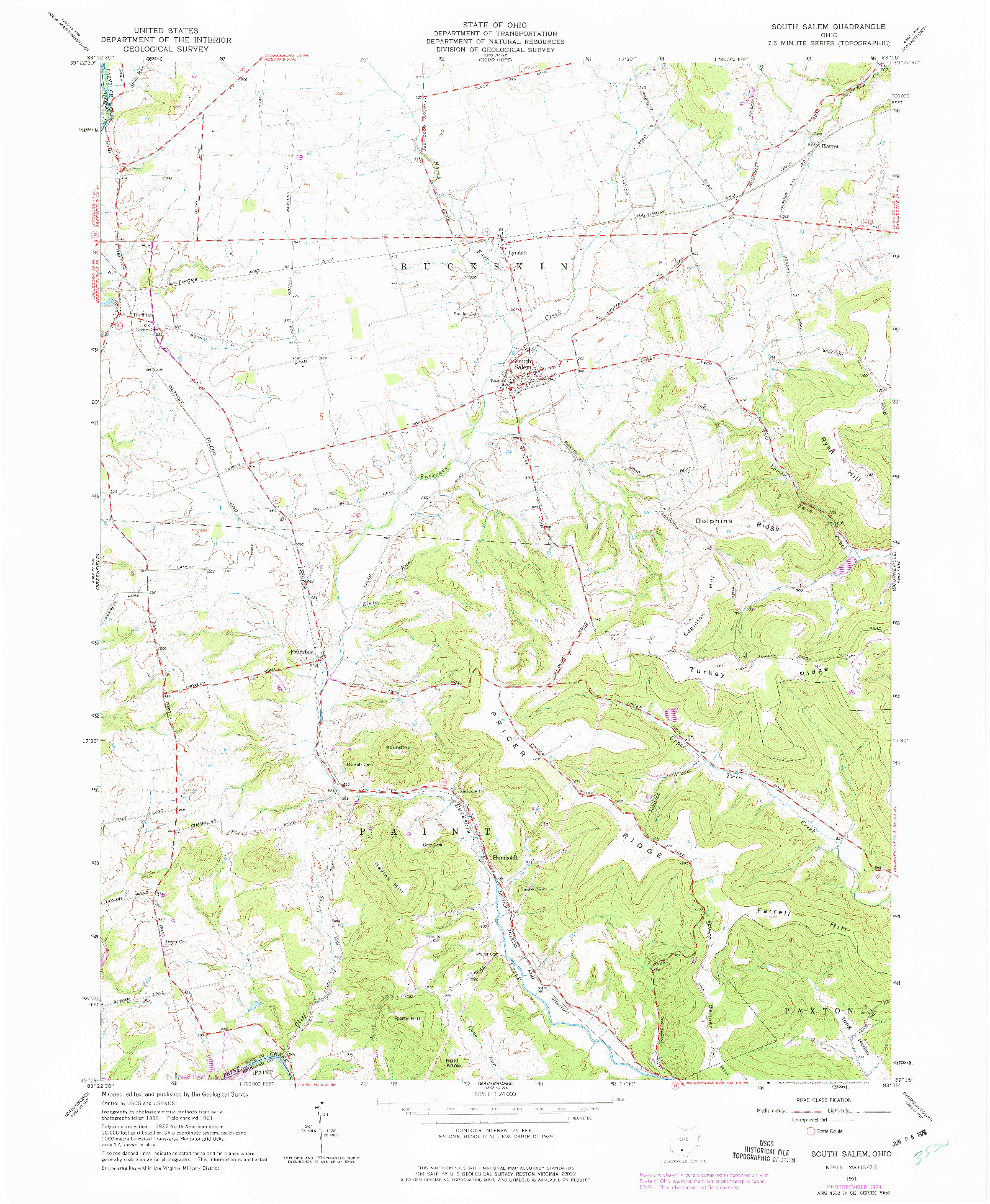 USGS 1:24000-SCALE QUADRANGLE FOR SOUTH SALEM, OH 1961