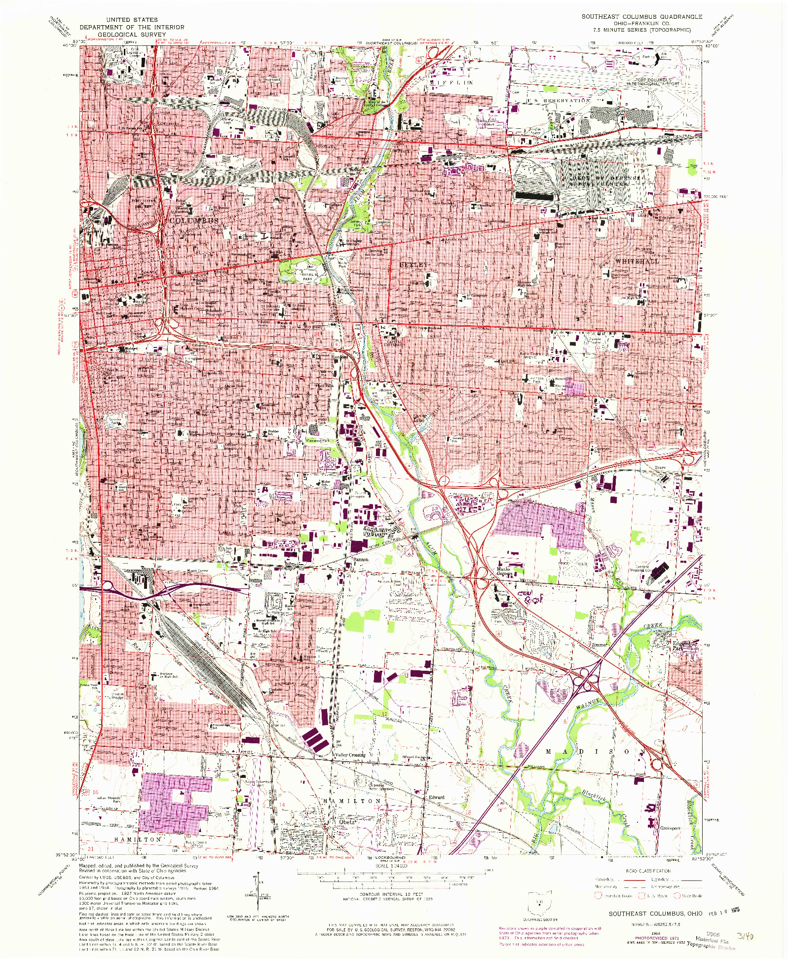 USGS 1:24000-SCALE QUADRANGLE FOR SOUTHEAST COLUMBUS, OH 1964