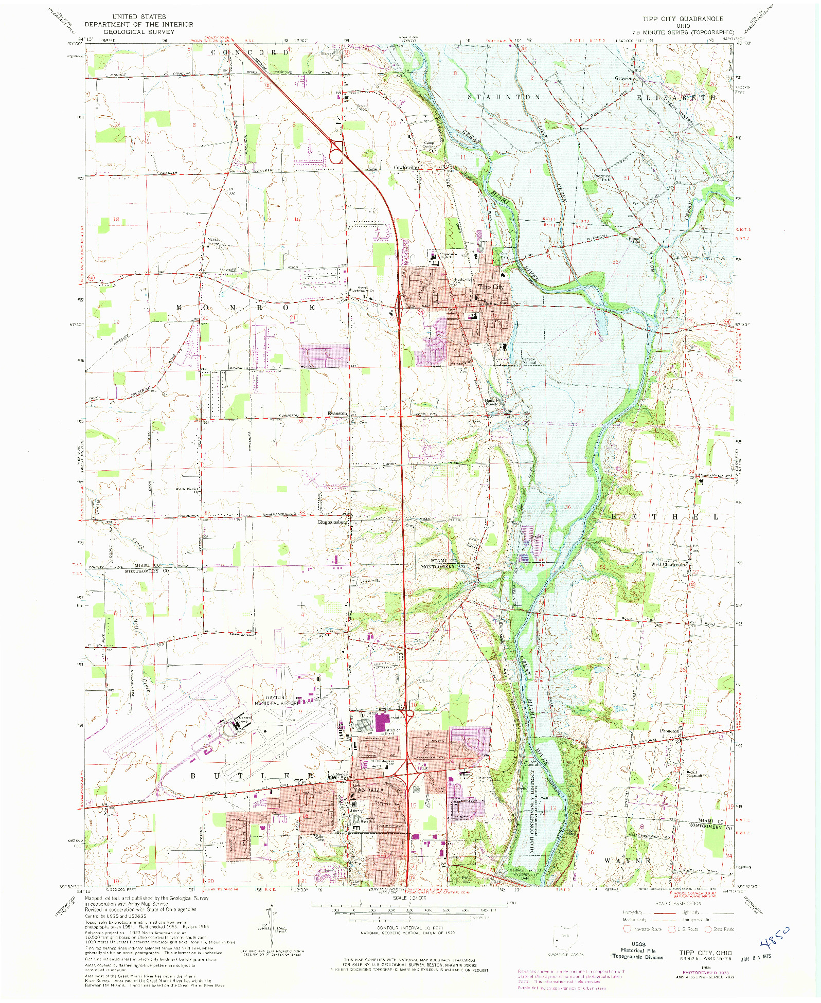 USGS 1:24000-SCALE QUADRANGLE FOR TIPP CITY, OH 1965