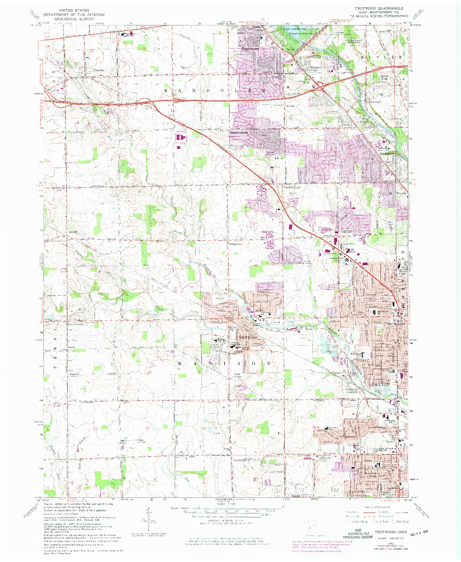 USGS 1:24000-SCALE QUADRANGLE FOR TROTWOOD, OH 1965