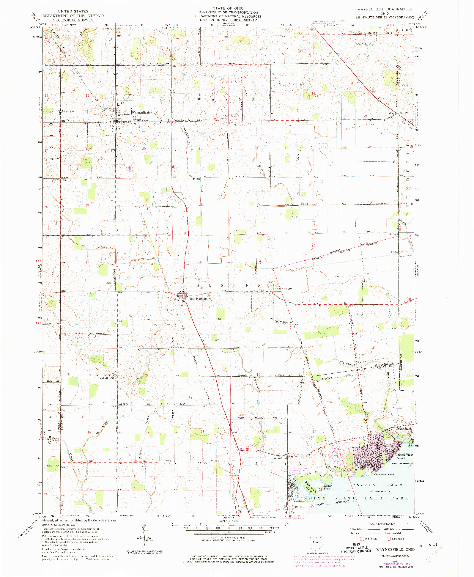 USGS 1:24000-SCALE QUADRANGLE FOR WAYNESFIELD, OH 1961