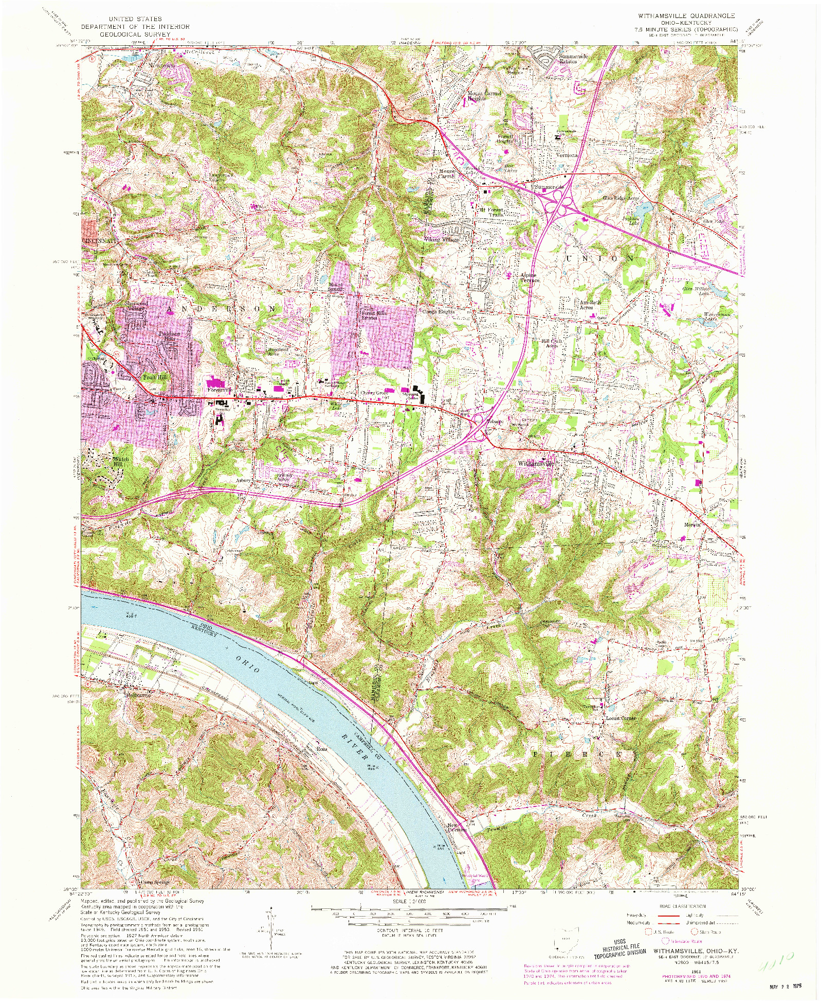 USGS 1:24000-SCALE QUADRANGLE FOR WITHAMSVILLE, OH 1961