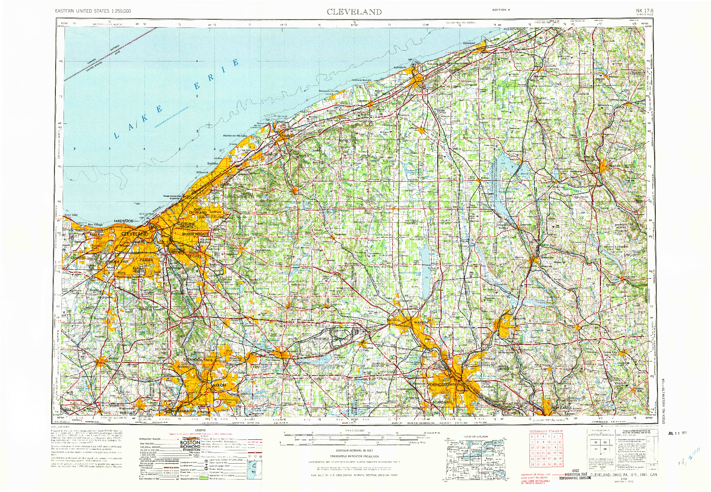 USGS 1:250000-SCALE QUADRANGLE FOR CLEVELAND, OH 1956