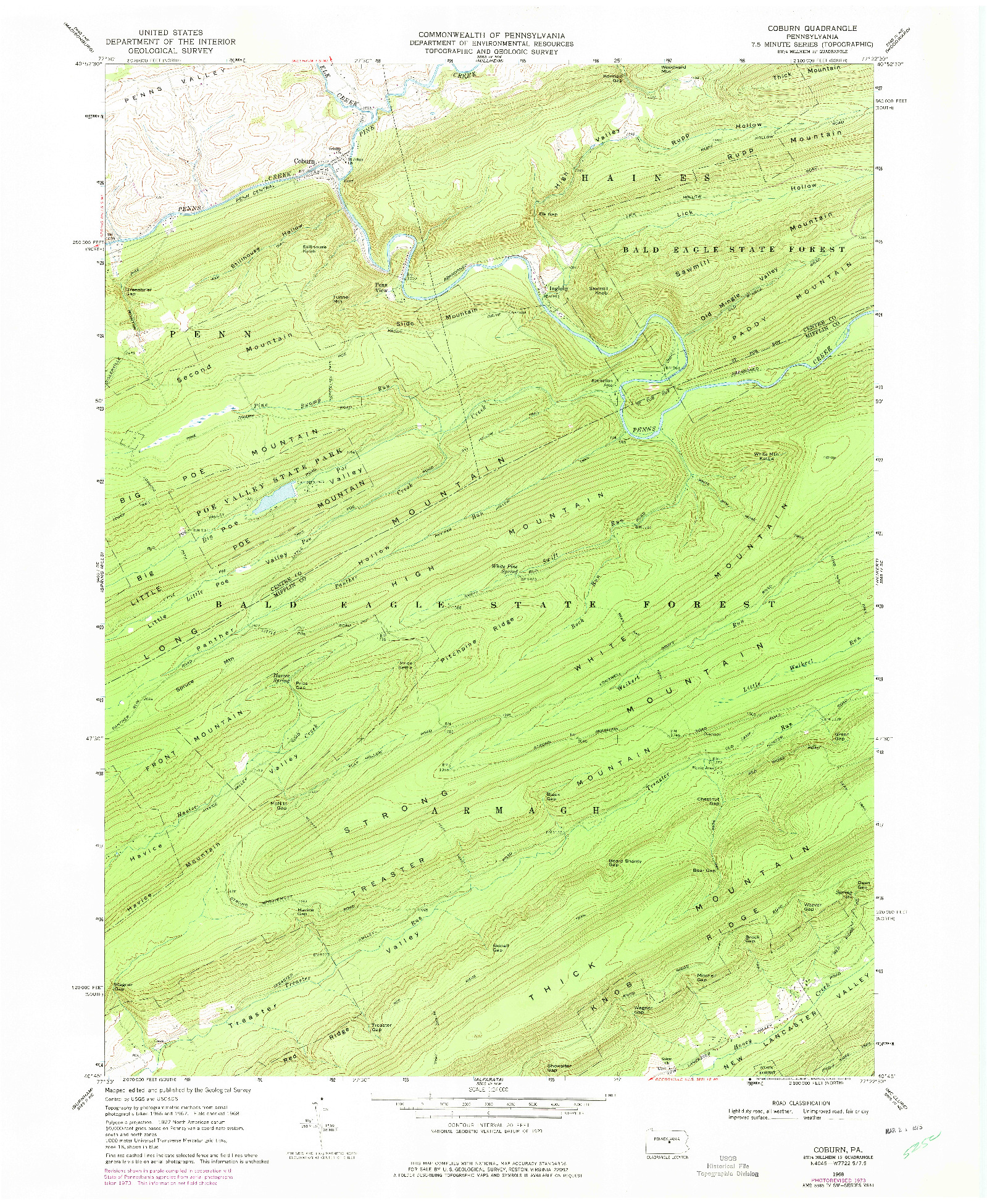 USGS 1:24000-SCALE QUADRANGLE FOR COBURN, PA 1968