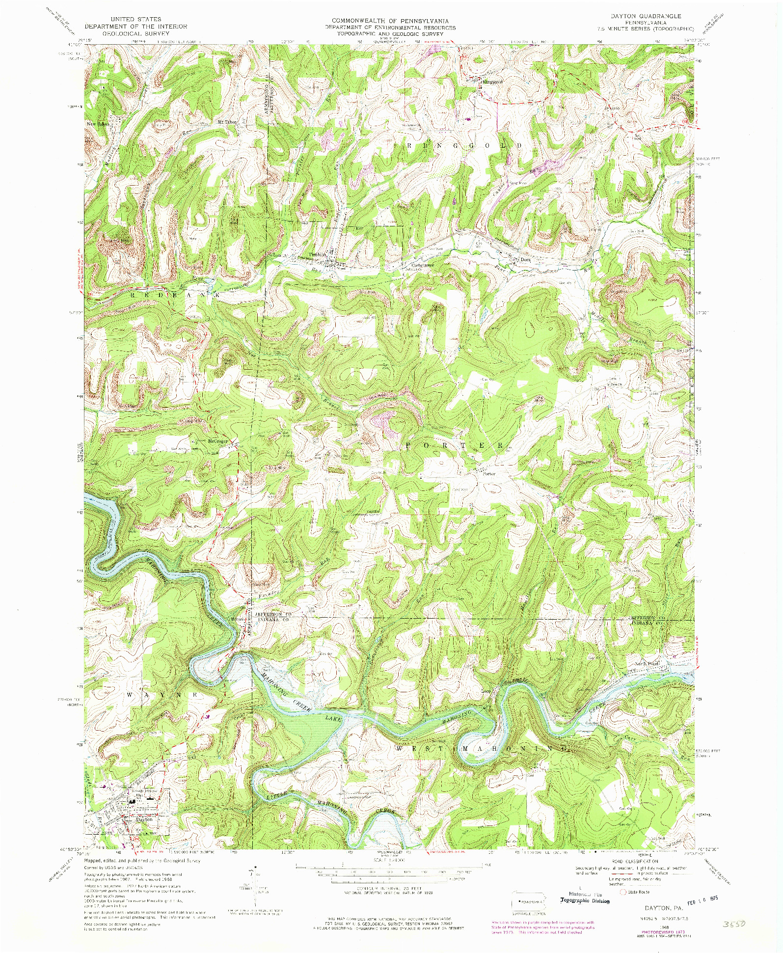 USGS 1:24000-SCALE QUADRANGLE FOR DAYTON, PA 1968