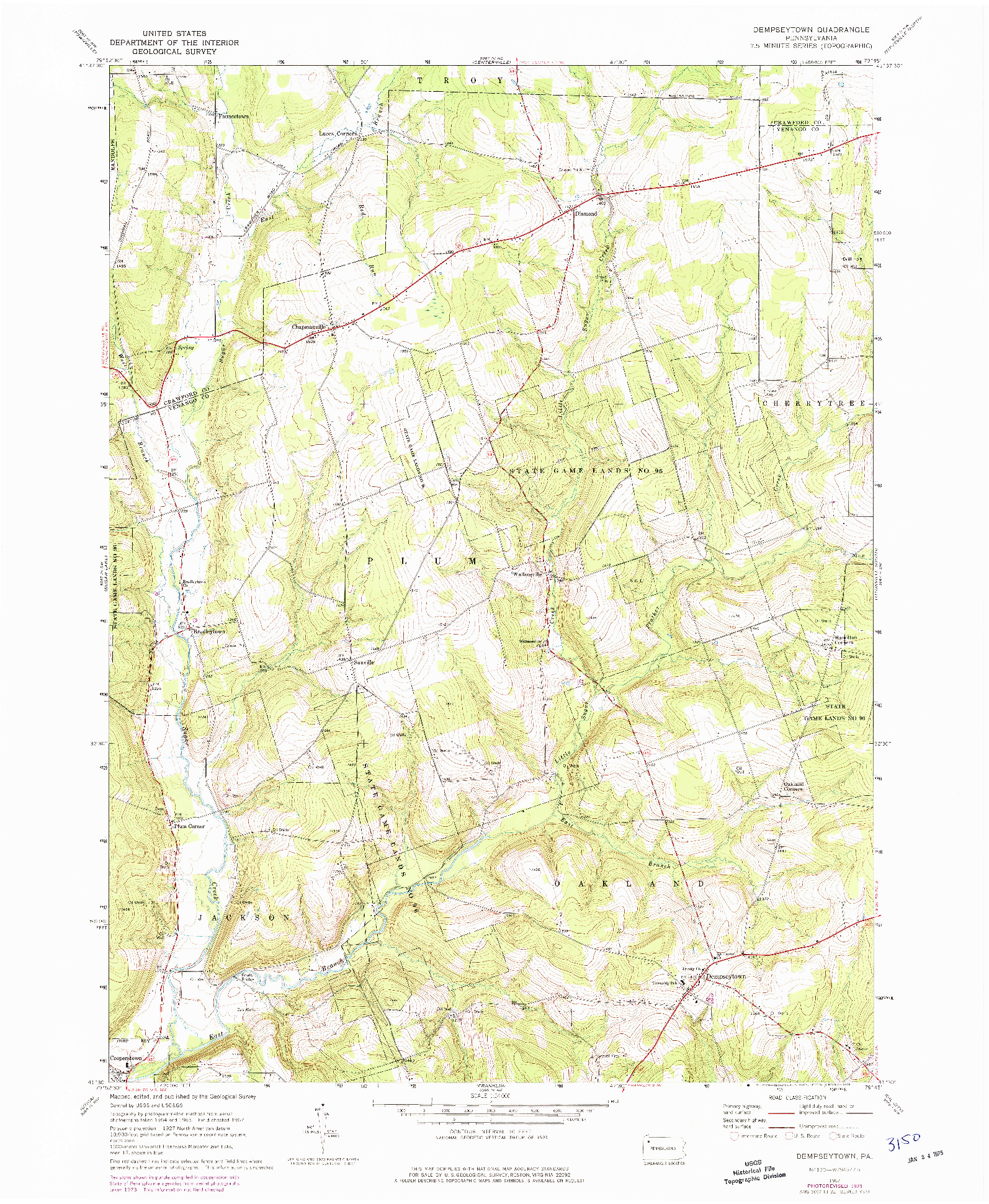 USGS 1:24000-SCALE QUADRANGLE FOR DEMPSEYTOWN, PA 1967