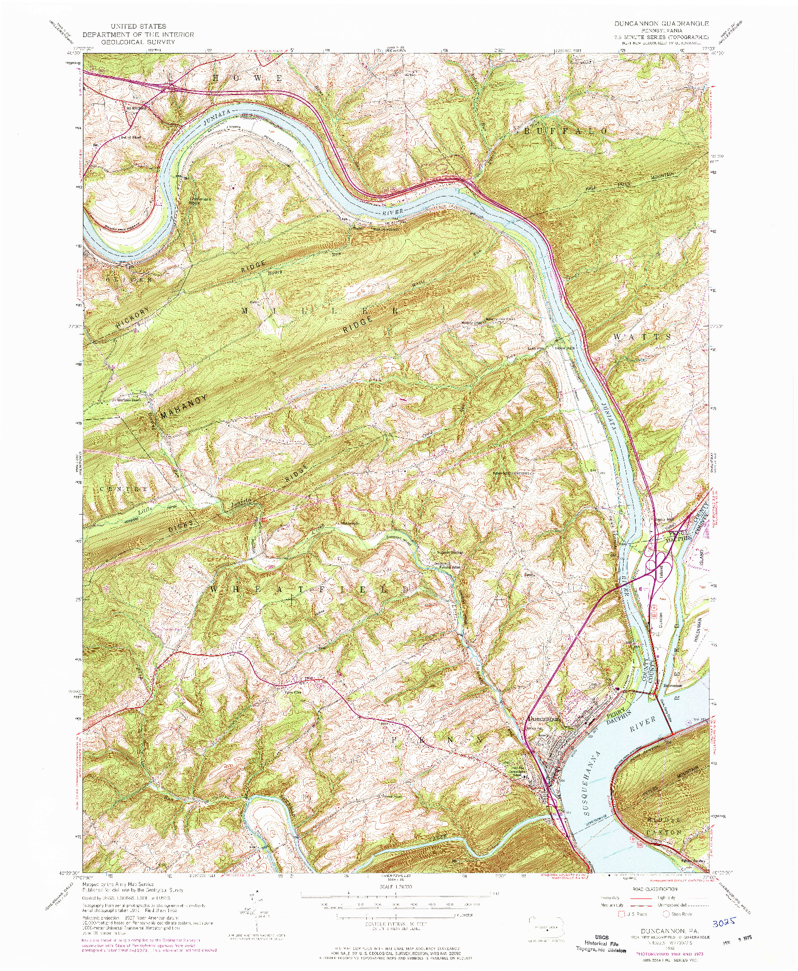 USGS 1:24000-SCALE QUADRANGLE FOR DUNCANNON, PA 1952