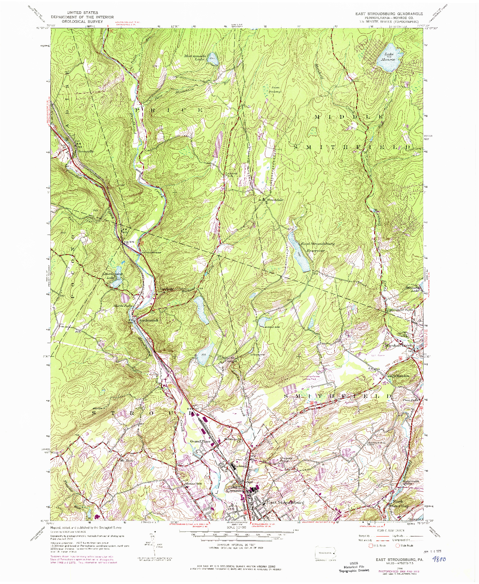 USGS 1:24000-SCALE QUADRANGLE FOR EAST STROUDSBURG, PA 1944