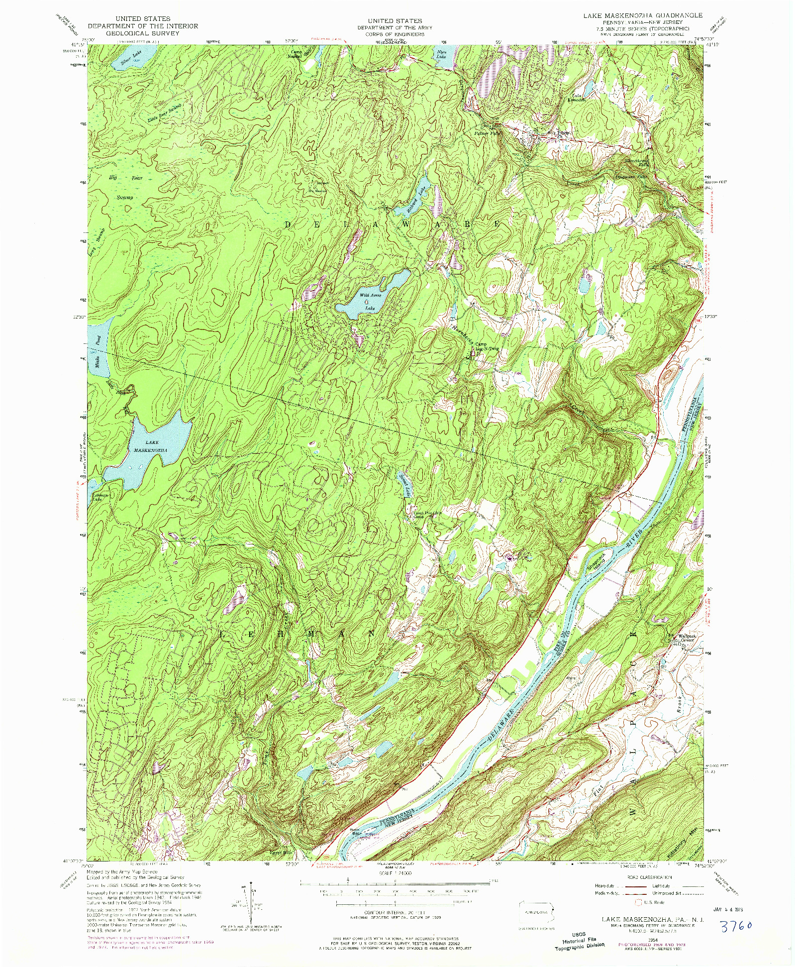 USGS 1:24000-SCALE QUADRANGLE FOR LAKE MASKENOZHA, PA 1954