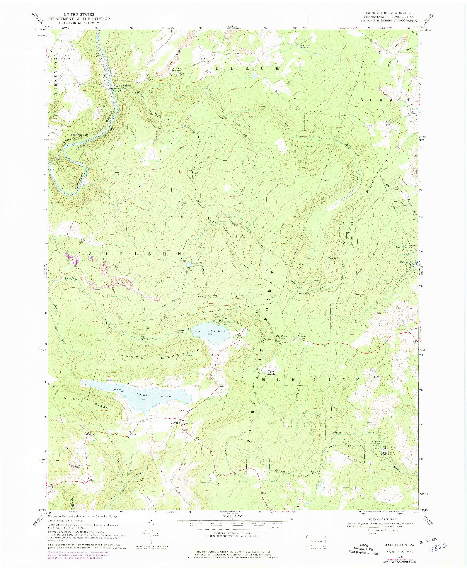 USGS 1:24000-SCALE QUADRANGLE FOR MARKLETON, PA 1968