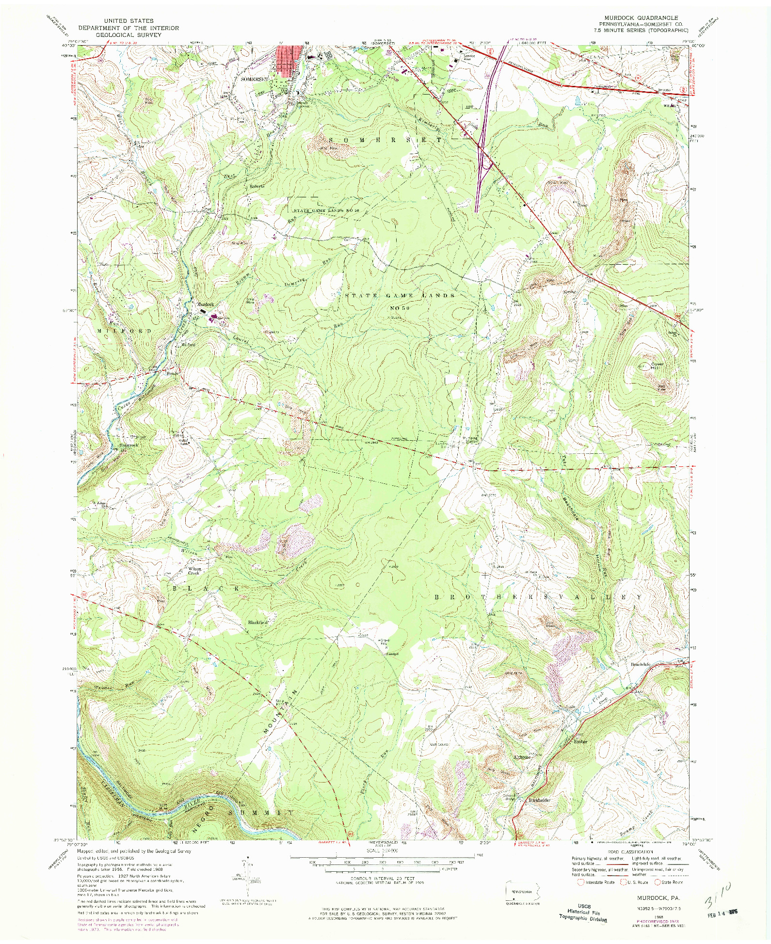 USGS 1:24000-SCALE QUADRANGLE FOR MURDOCK, PA 1968