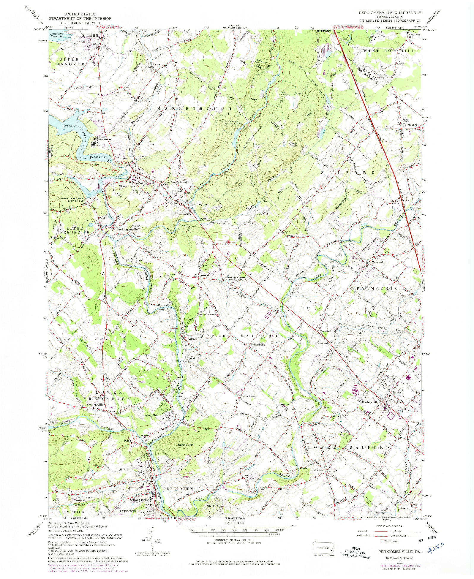 USGS 1:24000-SCALE QUADRANGLE FOR PERKIOMENVILLE, PA 1960