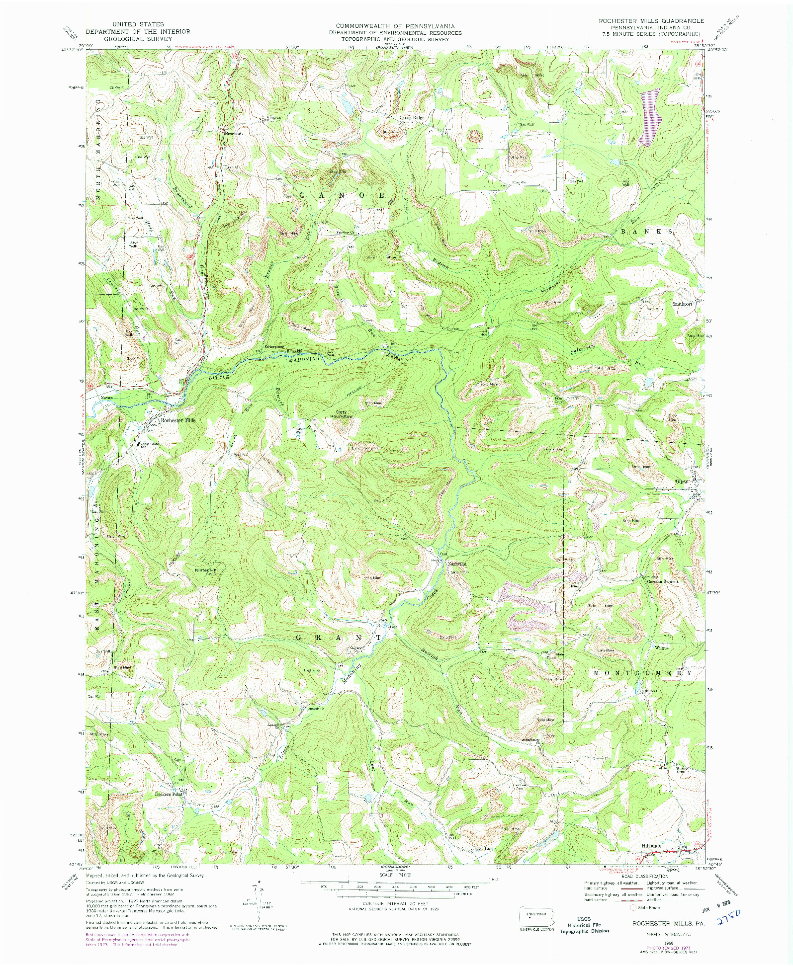 USGS 1:24000-SCALE QUADRANGLE FOR ROCHESTER MILLS, PA 1968