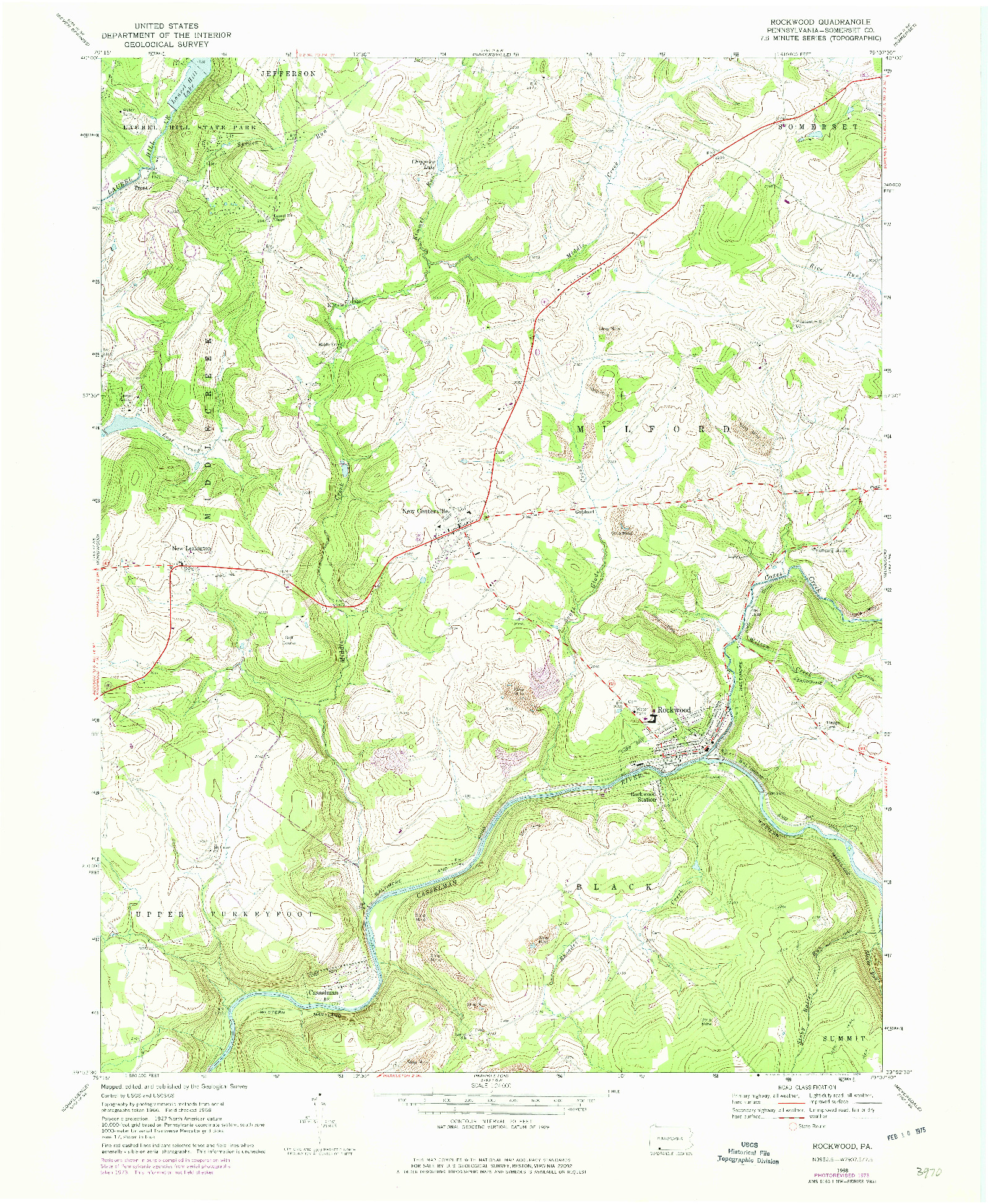 USGS 1:24000-SCALE QUADRANGLE FOR ROCKWOOD, PA 1968