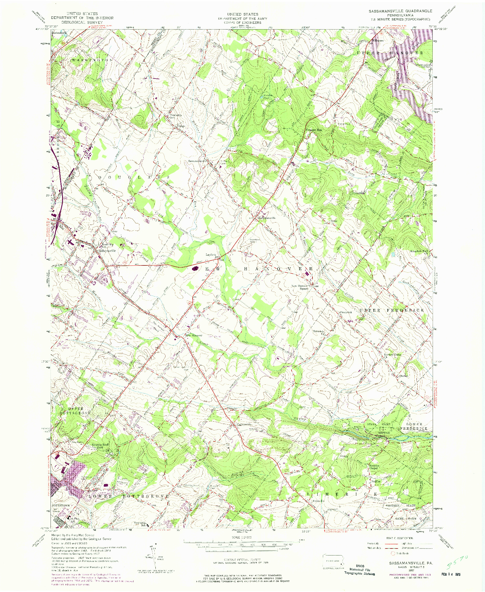 USGS 1:24000-SCALE QUADRANGLE FOR SASSAMANSVILLE, PA 1957