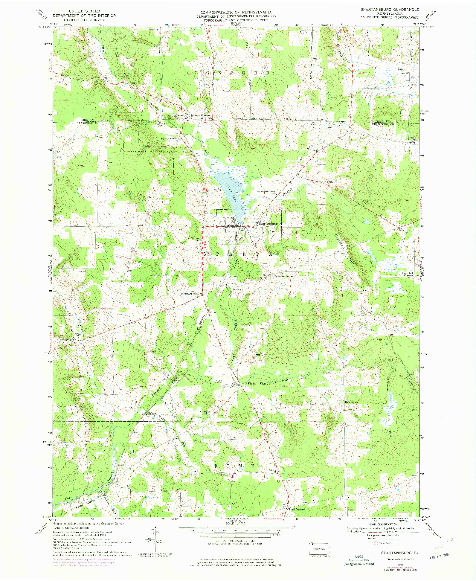 USGS 1:24000-SCALE QUADRANGLE FOR SPARTANSBURG, PA 1968