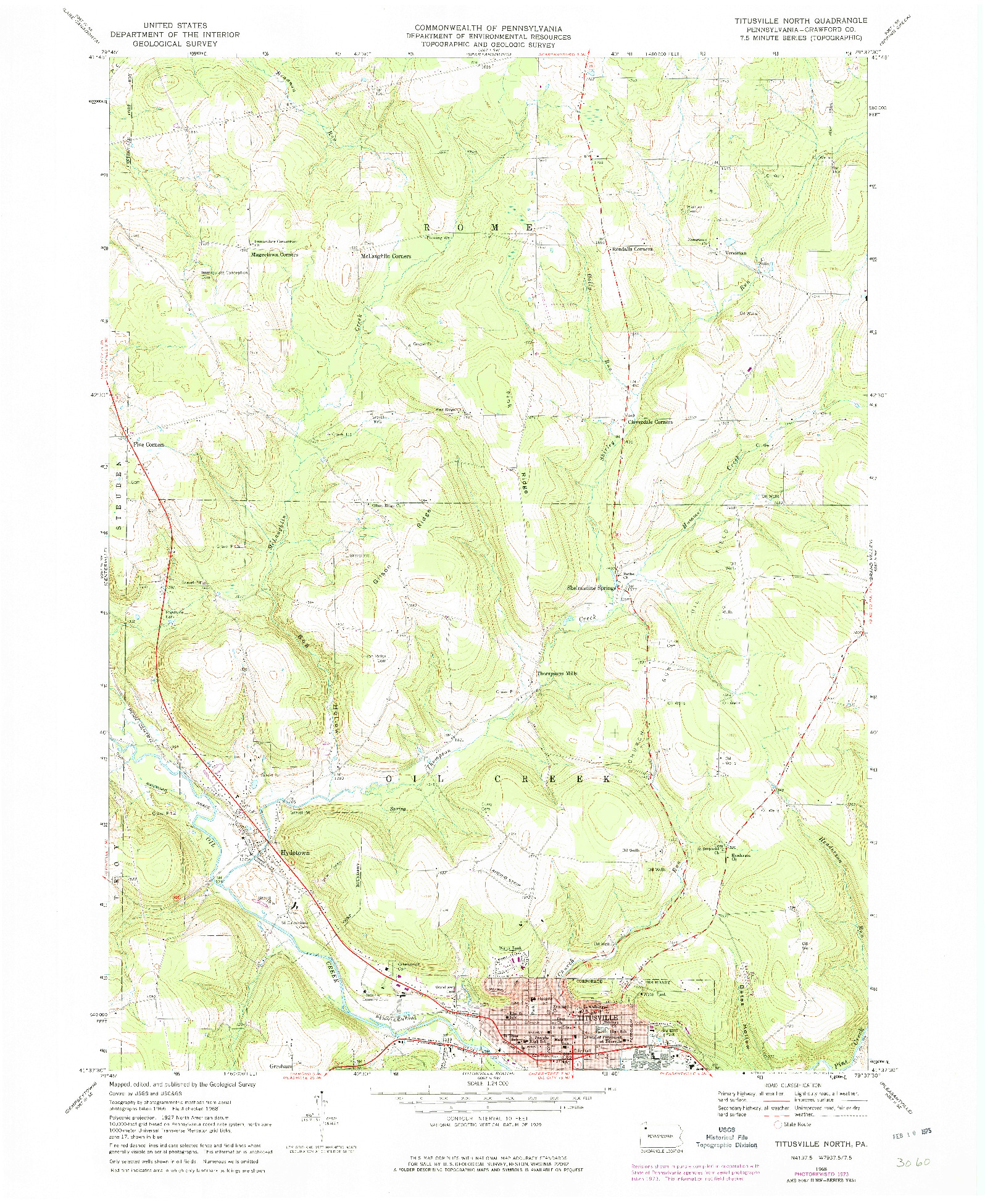USGS 1:24000-SCALE QUADRANGLE FOR TITUSVILLE NORTH, PA 1968