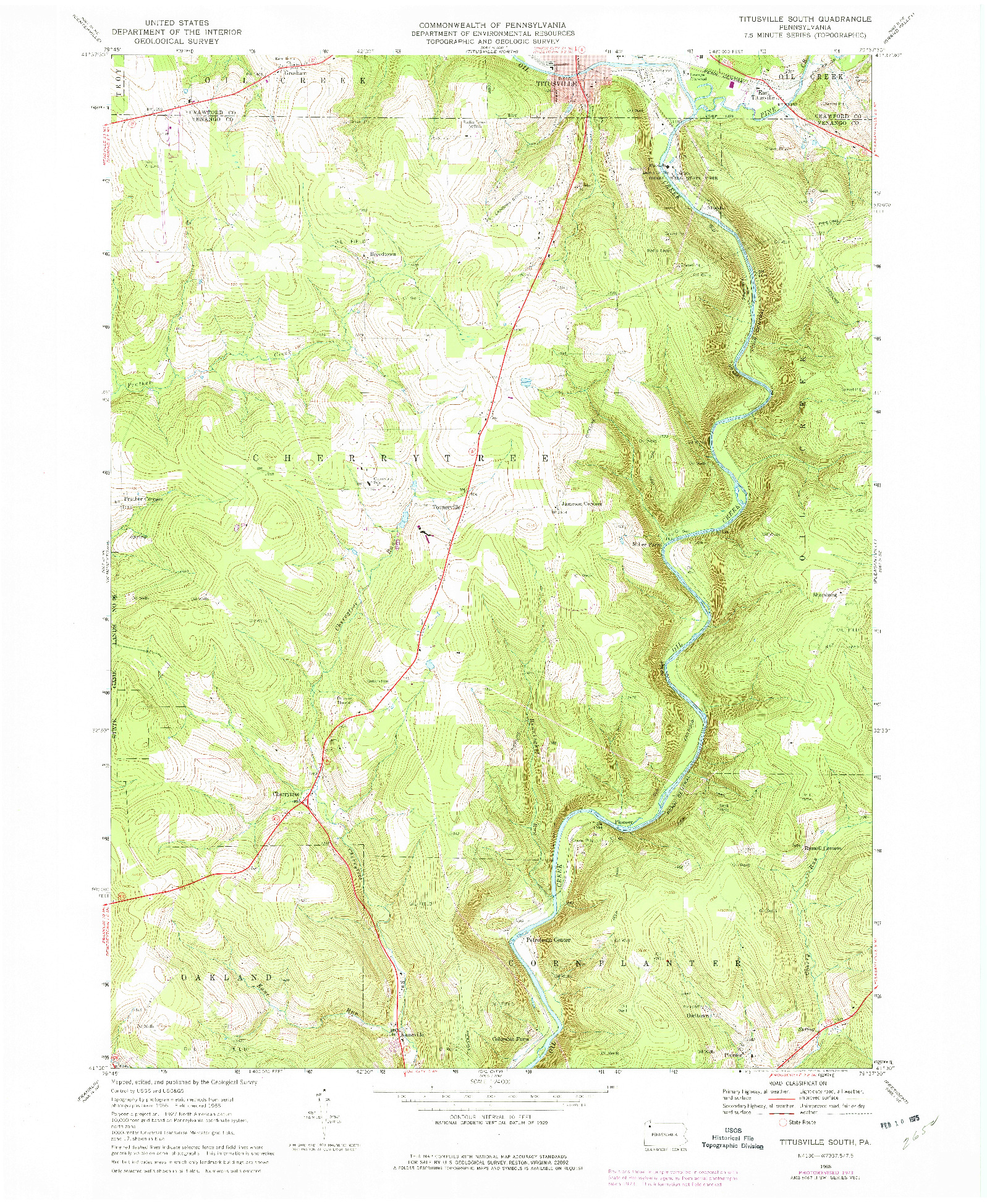 USGS 1:24000-SCALE QUADRANGLE FOR TITUSVILLE SOUTH, PA 1968