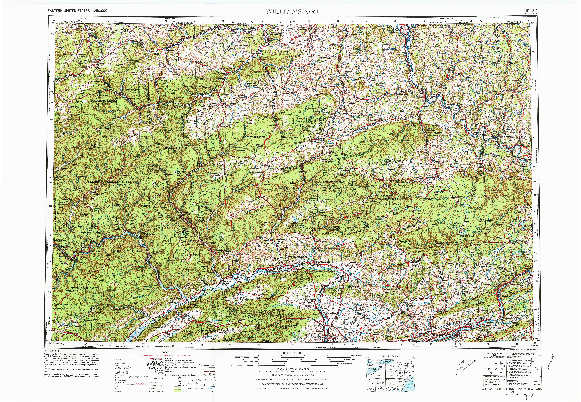 USGS 1:250000-SCALE QUADRANGLE FOR WILLIAMSPORT, PA 1962